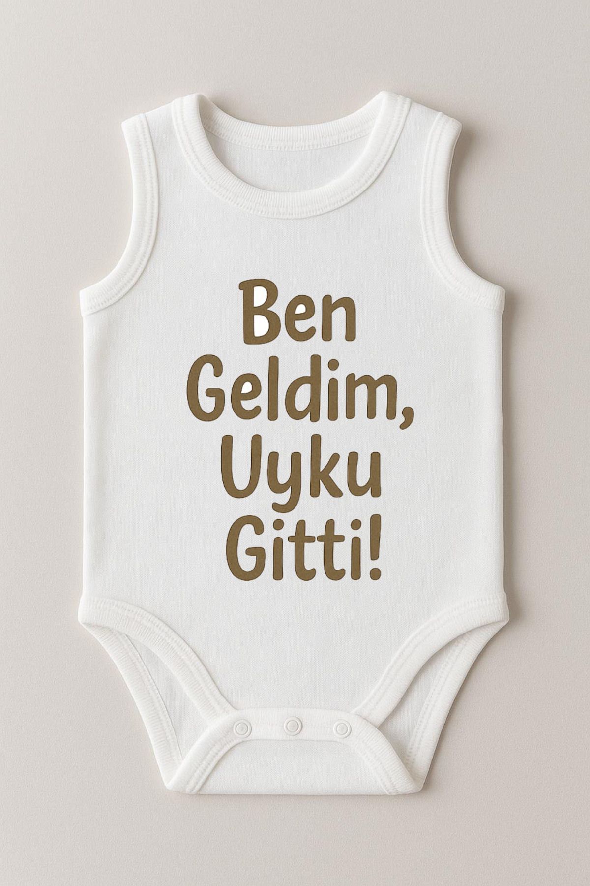 Sckids Bebek %100 Organik Pamuklu yazılı 3-6-9-12 Ay 1-2-3 Yaş Kolsuz Bebek Body Zıbın