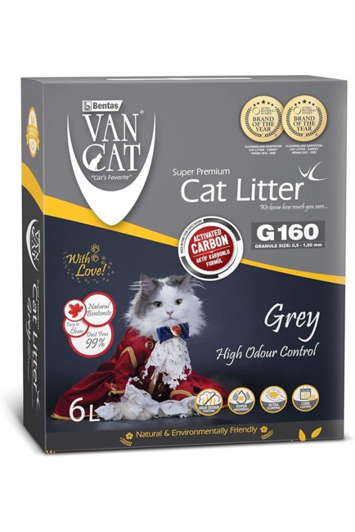 ShopZum Cat® G160-6l Box Active Carbon Bentonite Kedi Kumu