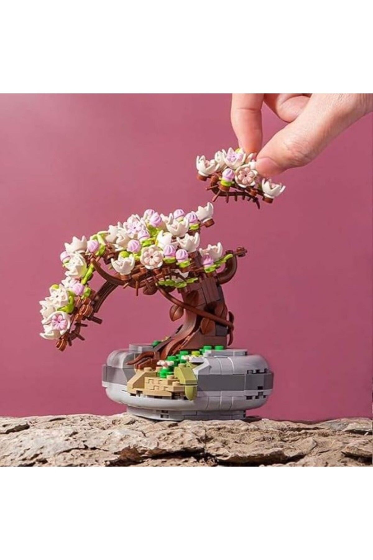ShopZum Welcomein Dekoratif Koleksiyonluk Sakura Çiçek Yapım Seti Legosu Yapı Blokları Yapboz Bul Tak Puzzl