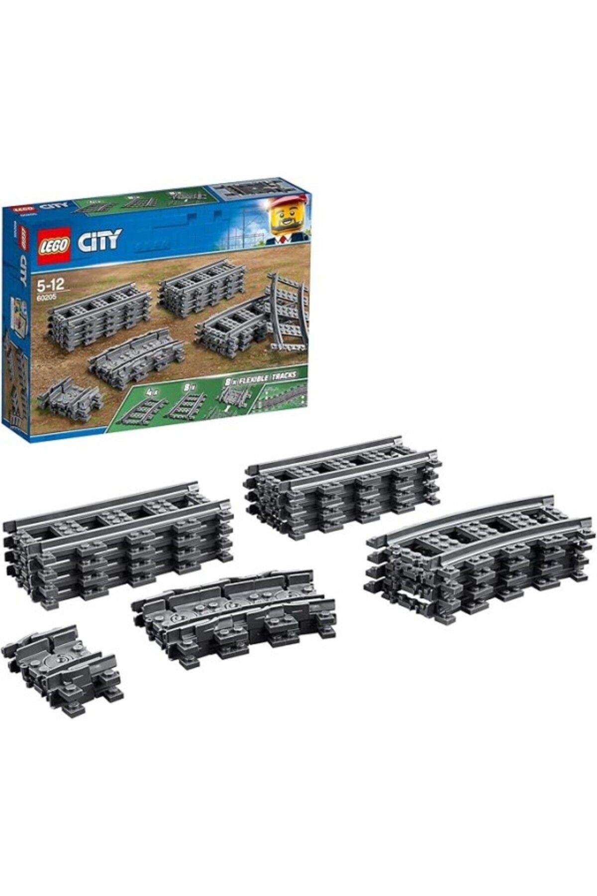 ShopZum Lego City Raylar 60205-5 Yaş Ve Üzeri Çocuklar Için City Setleriyle Uyumlu Yaratıcı Oyuncak Yapım