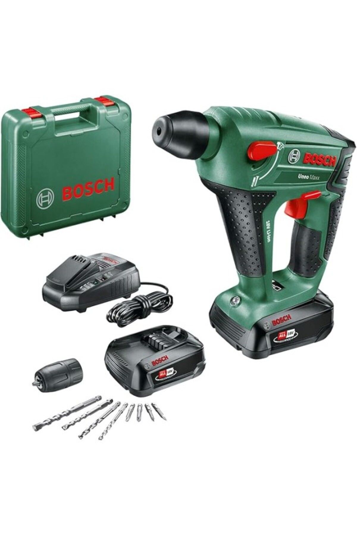 ShopZum Home And Garden Akülü Kırıcı Delici Uneomaxx (18 Volt Sistemi, 2 Akü, 8 Parça Aksesuar Ucu