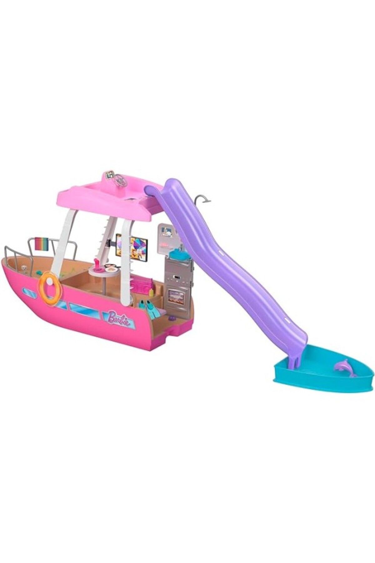 ShopZum Barbie'Nin Rüya Teknesi Havuzlu Ve Kaydıraklı Barbie'Nin Rüya Botu Oyun Seti Ve Aksesuarl