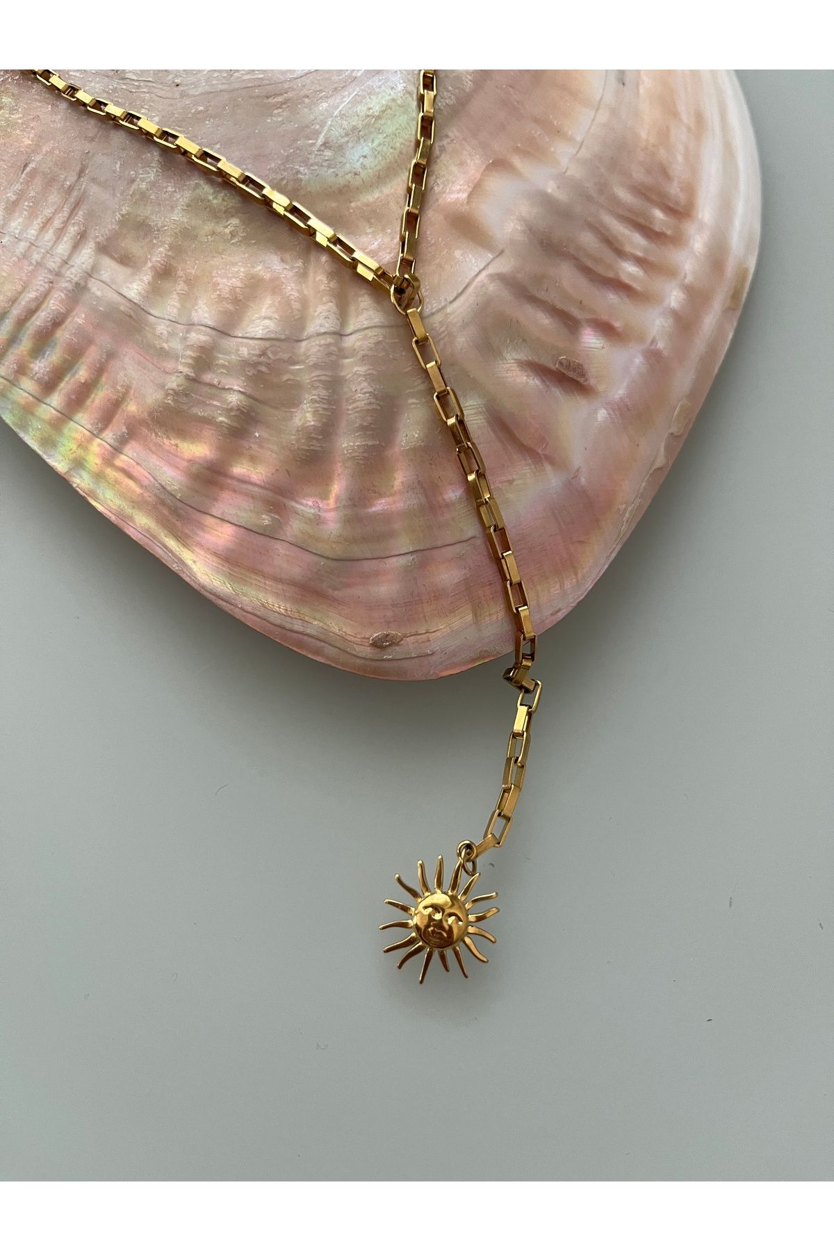 Hoop jewelery ÇELİK KÜP ZİNCİR GÜNEŞ UÇLU Y KOLYE