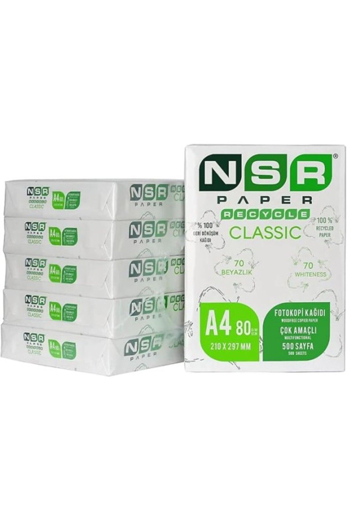ShopZum Nsr Paper Classic Geri Dönüştürülmüş A4 Fotokopi Kağıdı 80 Gr 5'Li Koli - 5X 500 = 2500 Yaprak Ürün