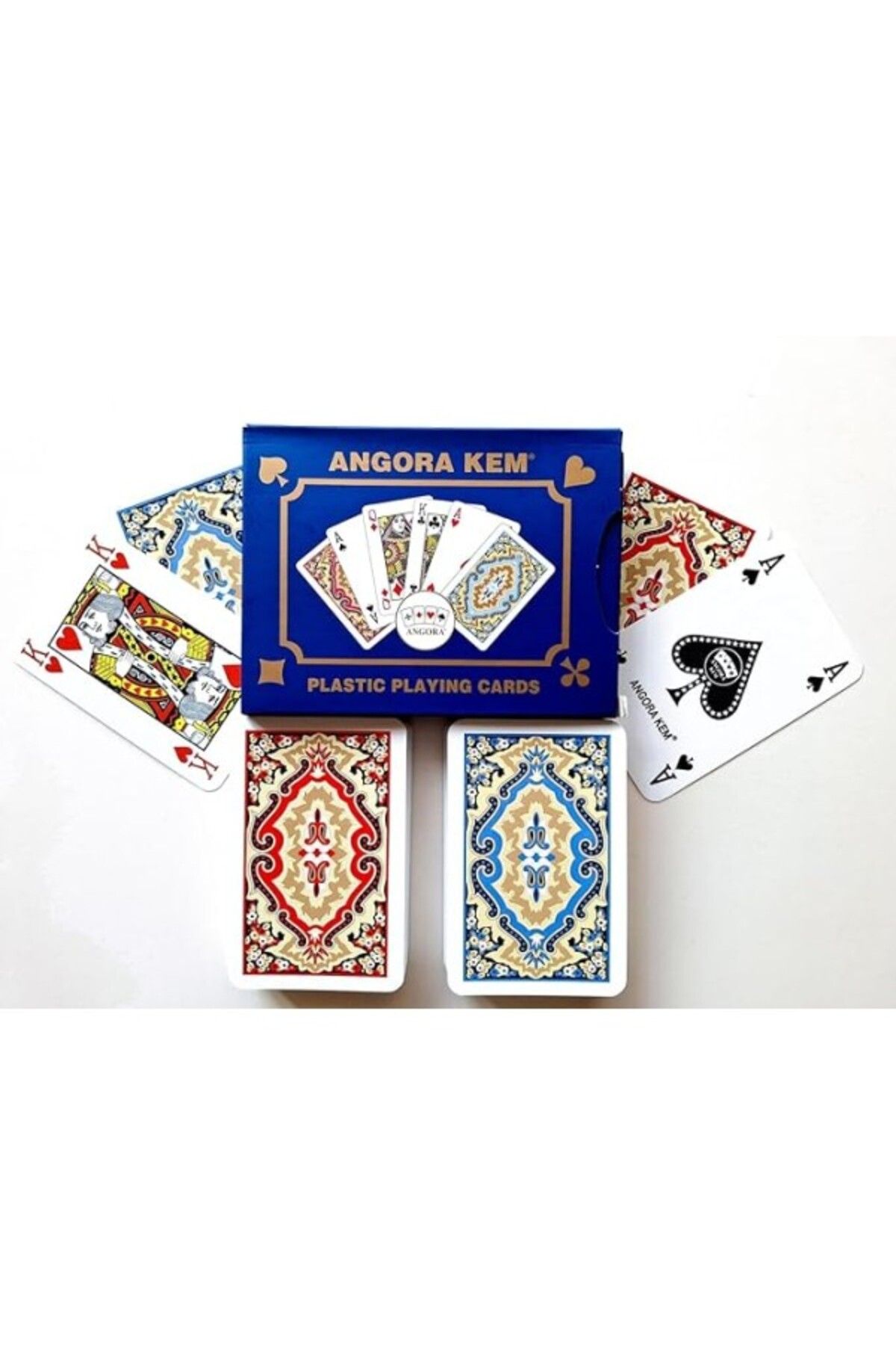 ShopZum Angora Kem Plastik Iskambil Oyun Kağıdı Çift Deste Biriç Oyun Kağidi 52 - Plastic Playing Cards