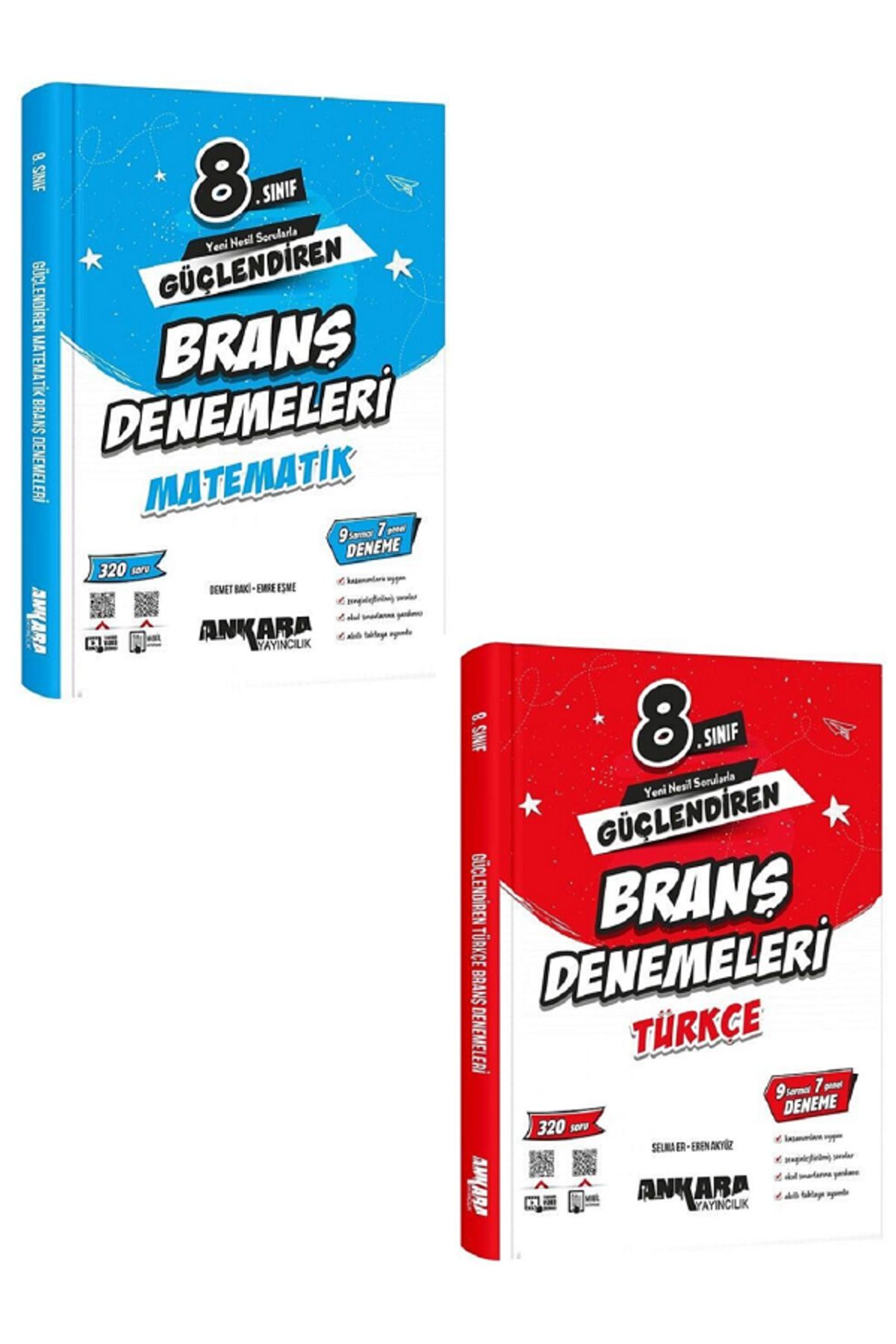 Evrensel İletişim Yayınları 8.Sınıf Ankara Güçlendiren Matematik + Türkçe Branş Denemeleri / 640 Soru - 2 KİTAP SET