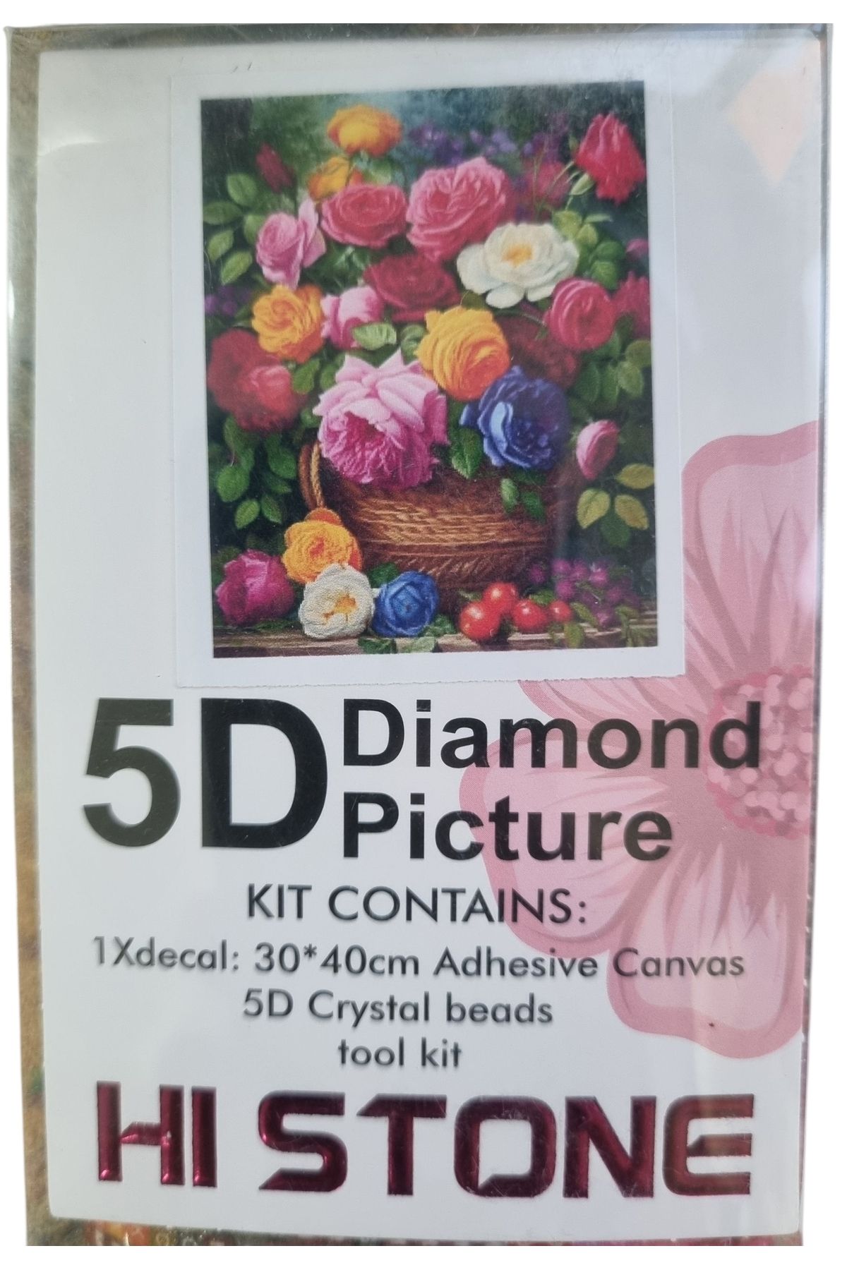 Hobiline 5D'li Elmas Boncuk Yapıştırma Taş İşleme Mozaik Goblen KİT "RENKLİ GÜLLER" 30x40 cm