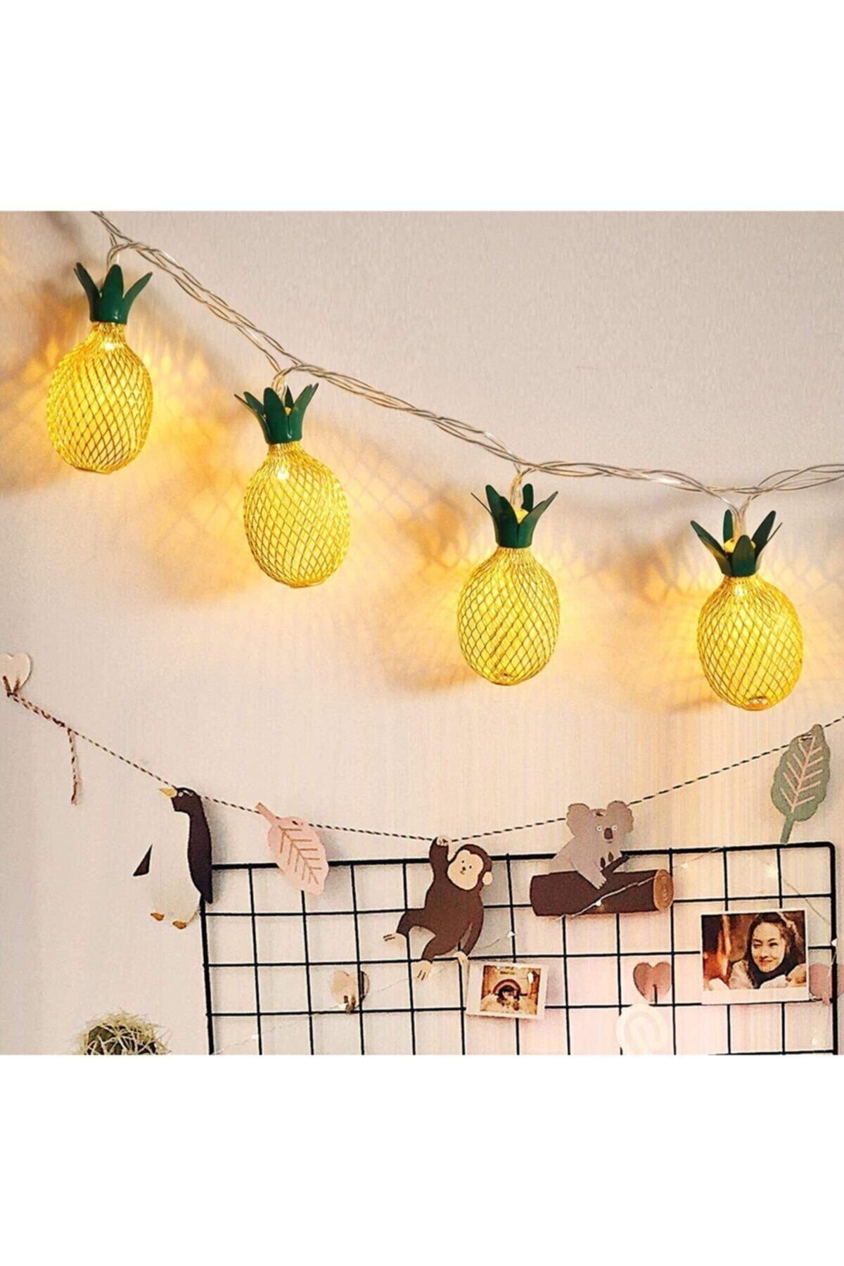 AboutThePerfect 3D ananas tasarımlı 10 LEDli dekoratif aydınlatma, odanıza şıklık katacak