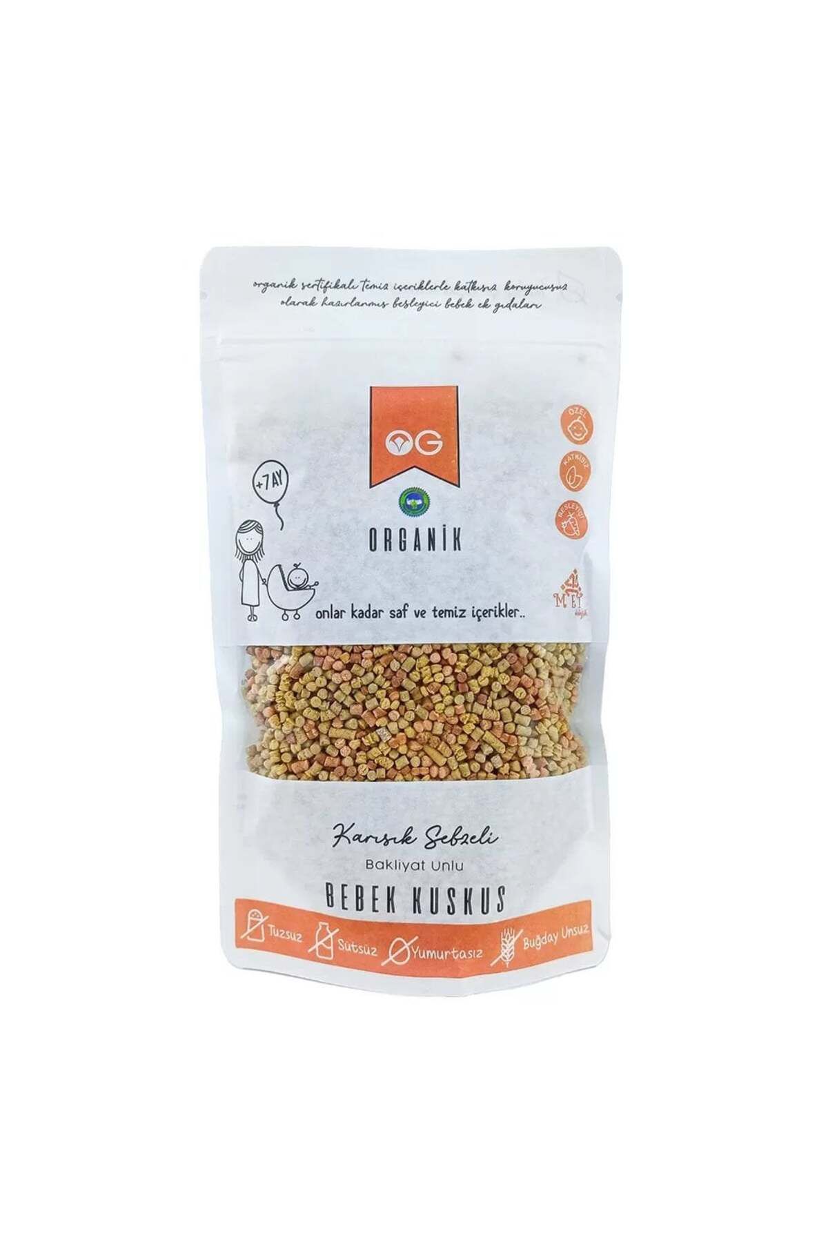 OG natural Organik Karışık Sebzeli Bakliyat Unlu Bebek Kuskus 250 gr