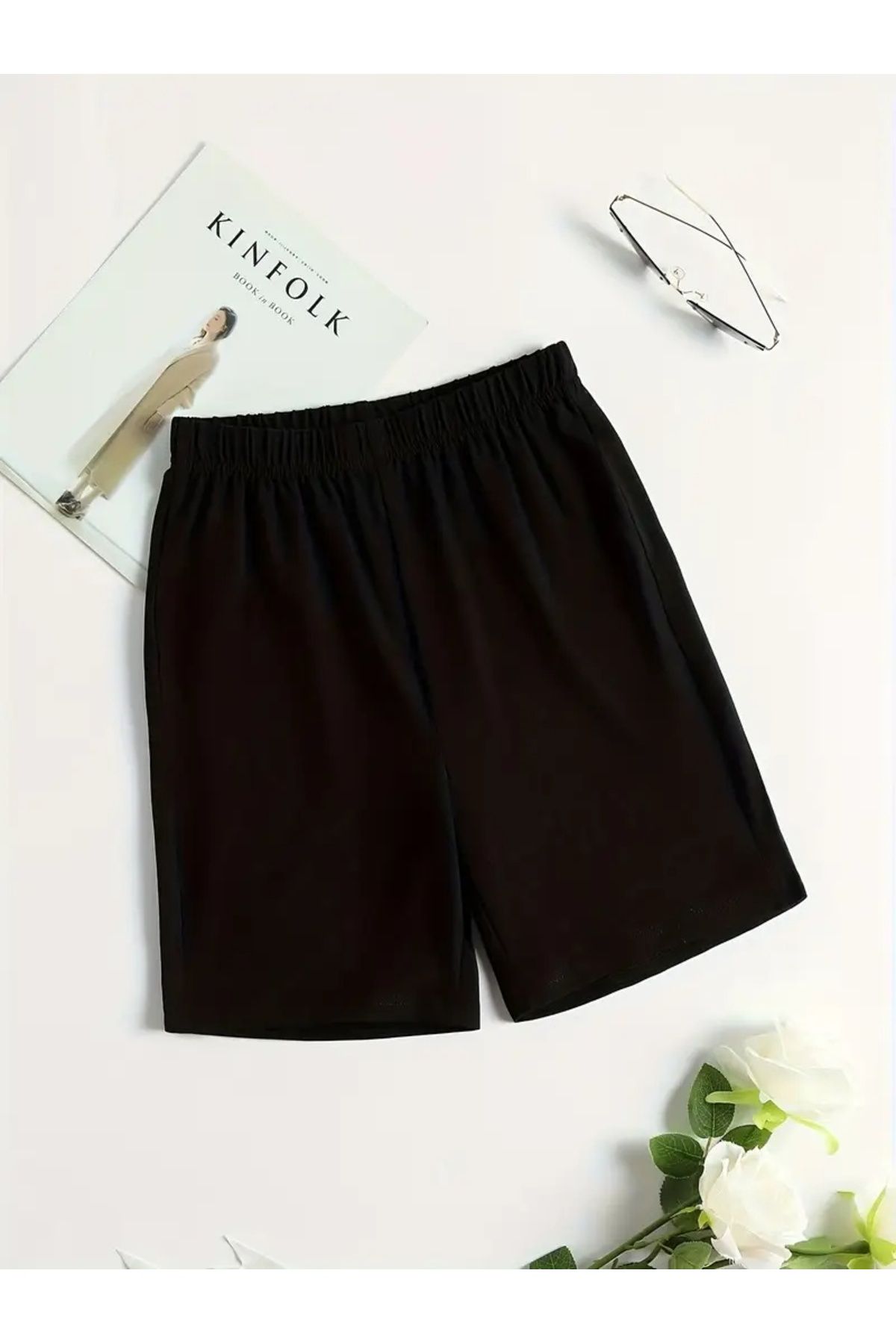 LOSMARY SİYAH ŞORT ESNEK RAHAT KALIP UNISEX