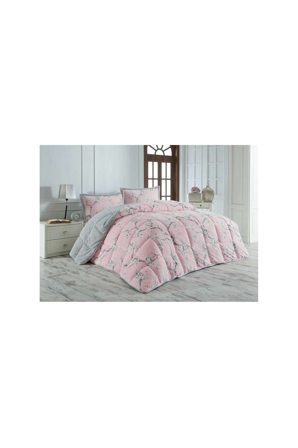 YÜNTEKS Merinos Comforter Tek Kişilik Yorgan Seti Eylül Gri