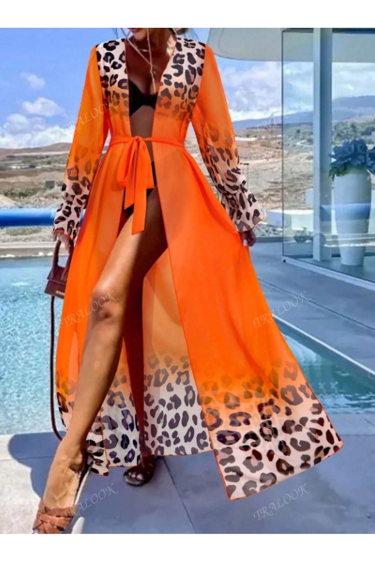 DRESSY LIFE Maksi Boy Leopar Detaylı Pareo