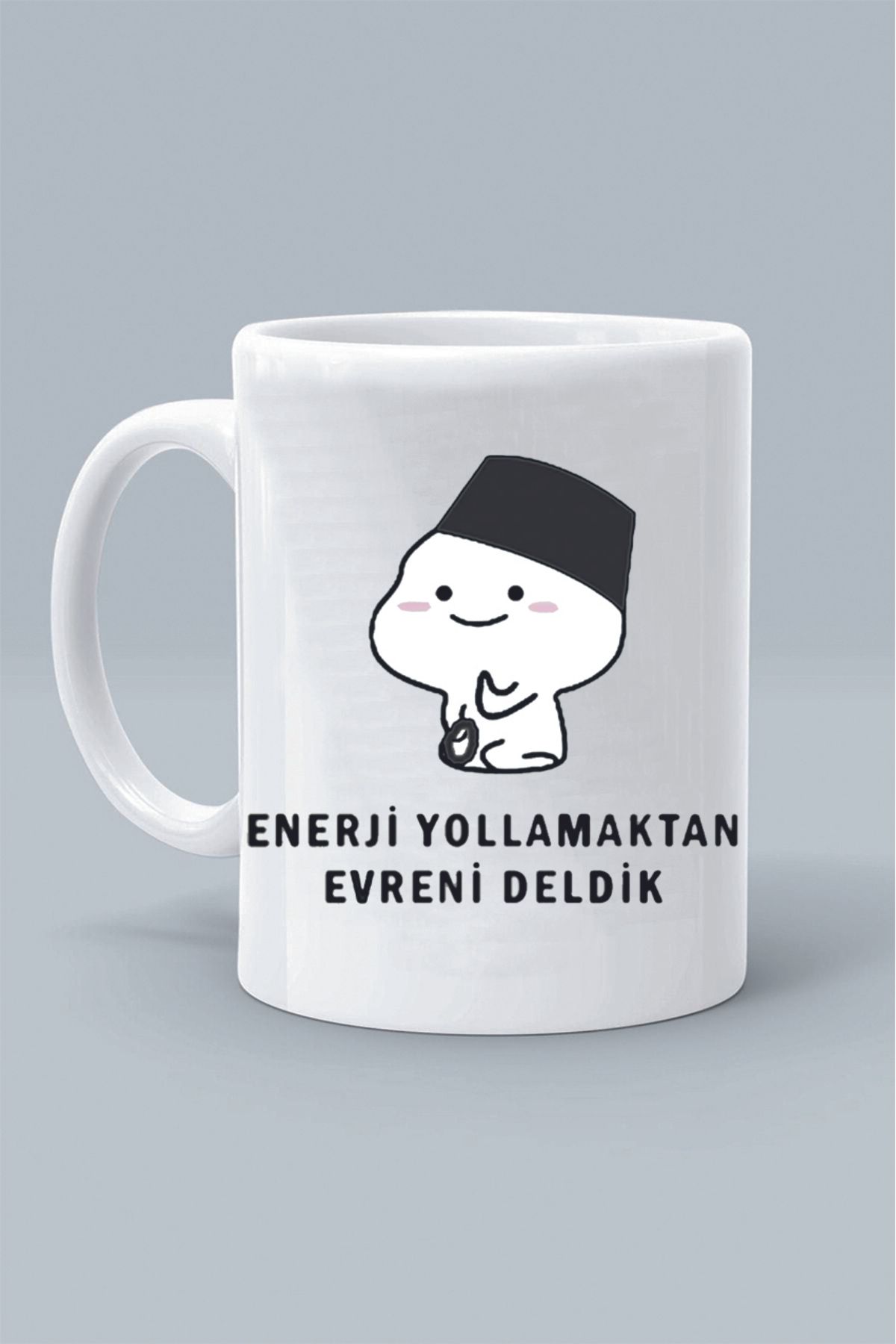 Olympus plus ENERJİ YOLLAMAKTAN EVRENİ DELDİK MODDO TASARIM BASKILI BEYAZ KLASİK KUPA BARDAK
