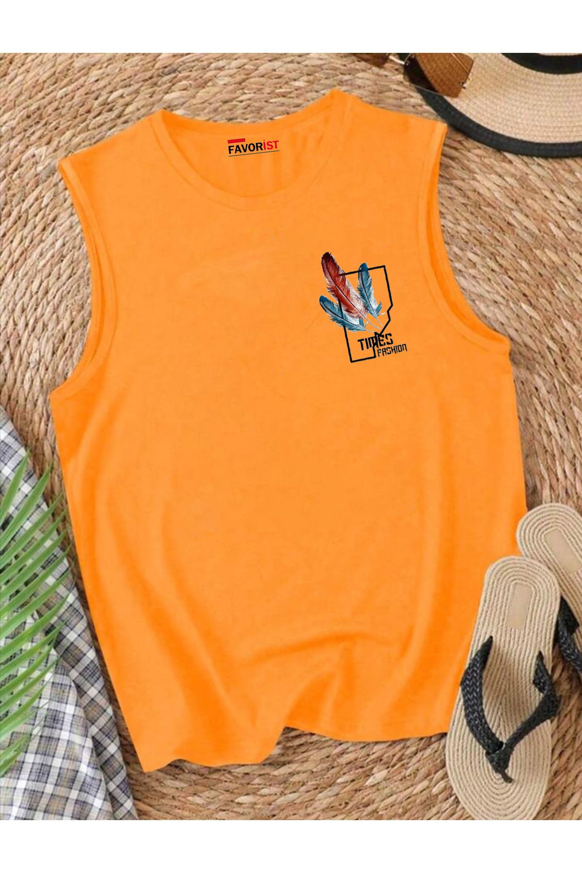 FAVORİST TIMES FASHION Omuzu Açık Kadın Pamuklu Kolsuz Yazlık T-shirt Atlet