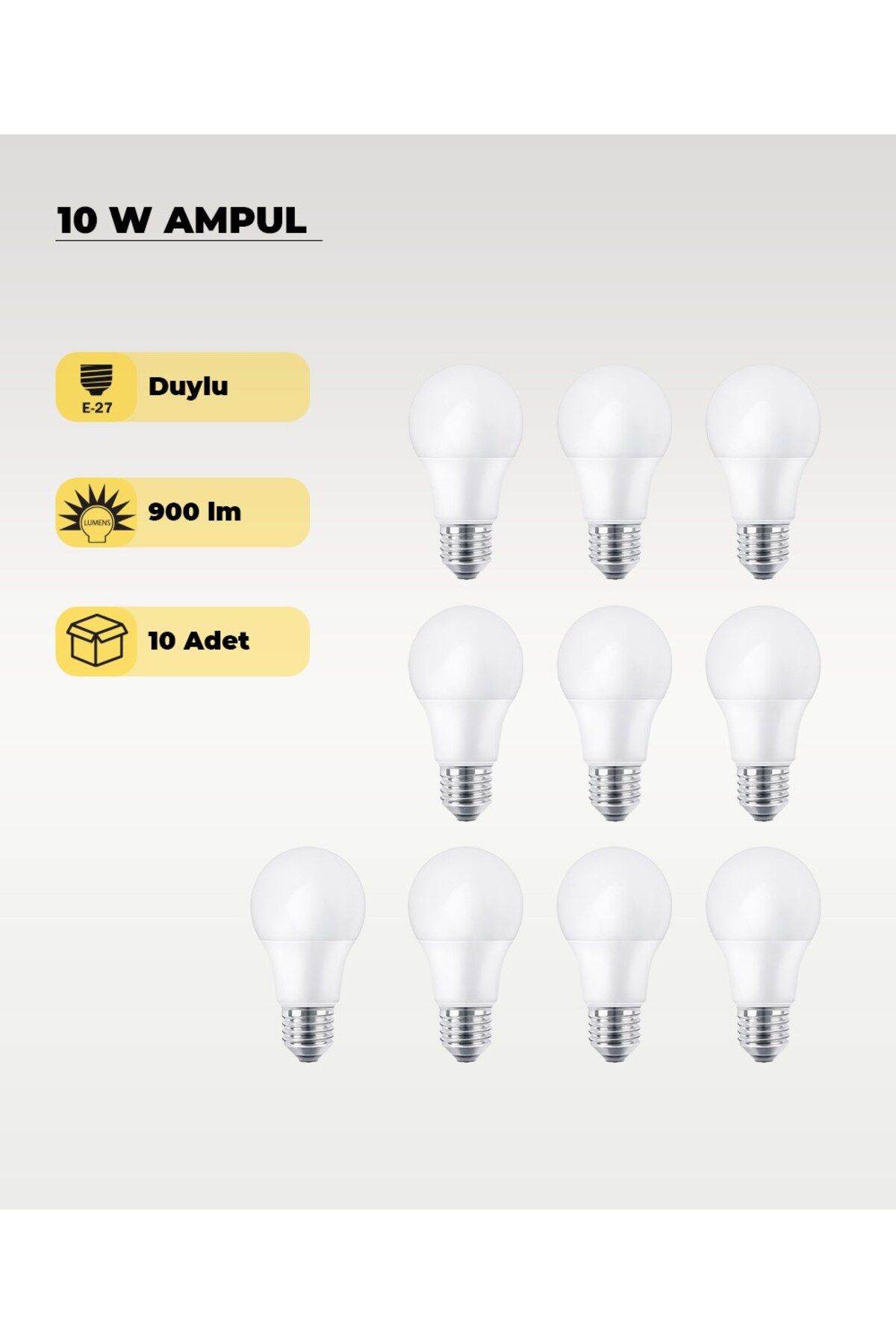 AC AYDINLATMA 10W Ampul Gün Işığı 4000K - 10 Adet