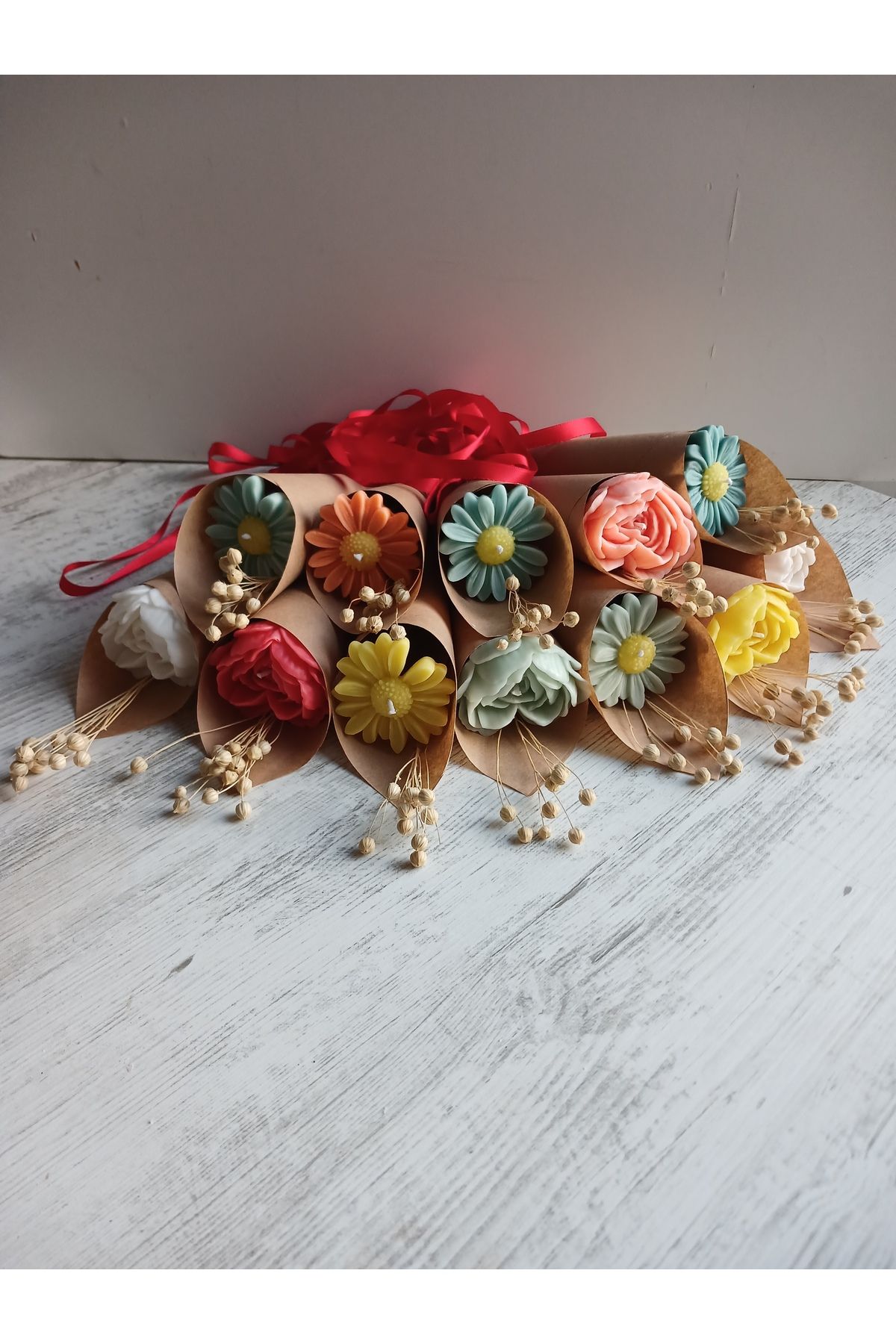 Home Papatya Çiçek Mum Buket