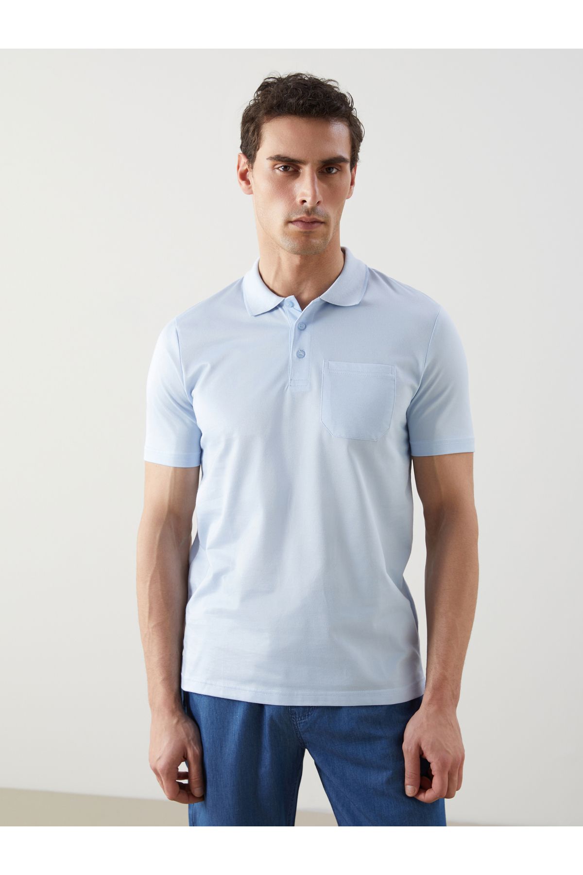 LC Waikiki Polo Yaka Kısa Kollu Merserize Görünümlü Erkek Tişört