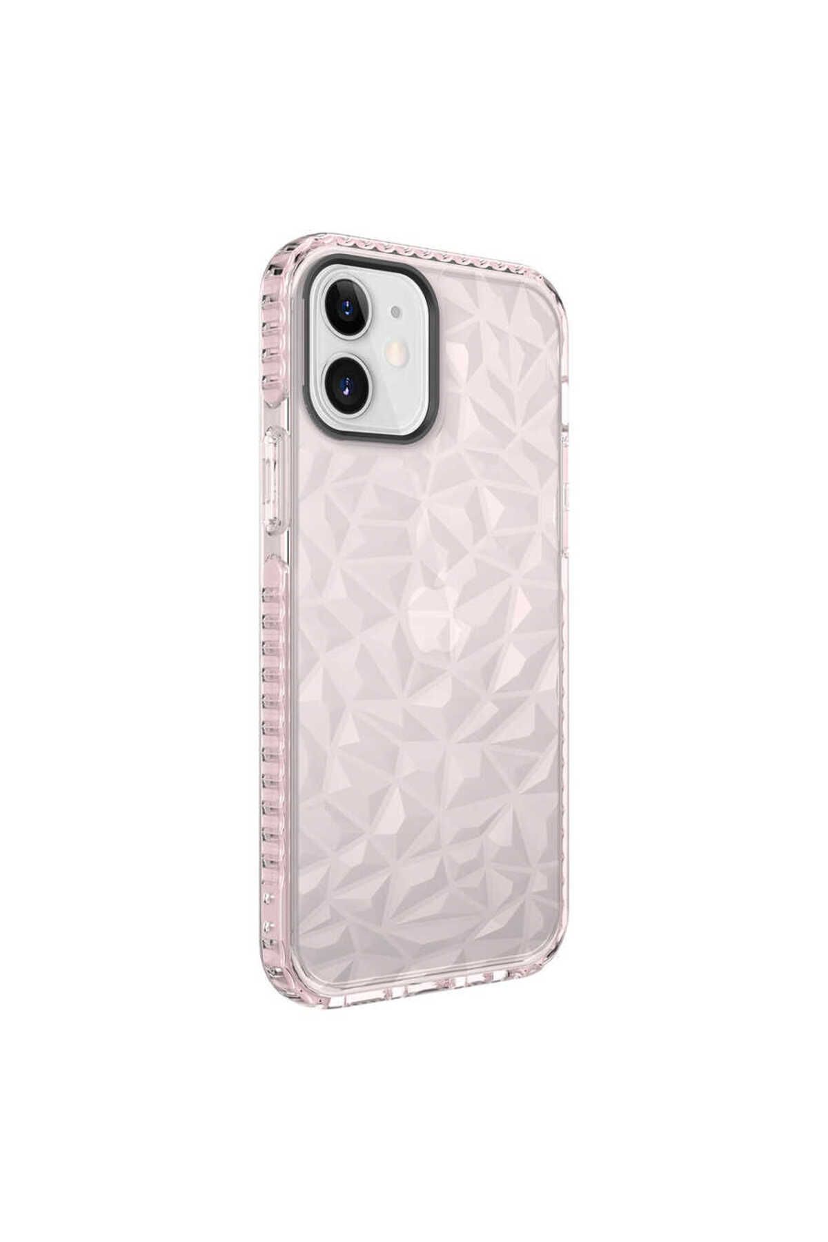 halkhouse Apple iPhone 12 Kılıf Esnek Renkli Kristal Görünüm Buzz Silikon Kapak
