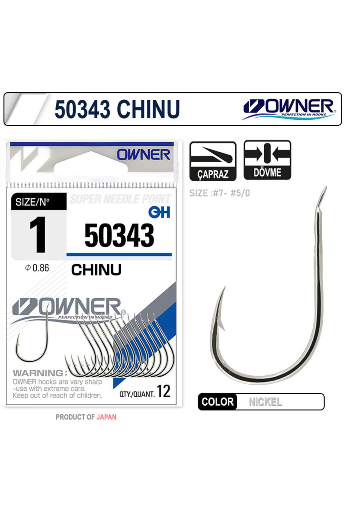Owner 50343 Chinu White İğne 1/0