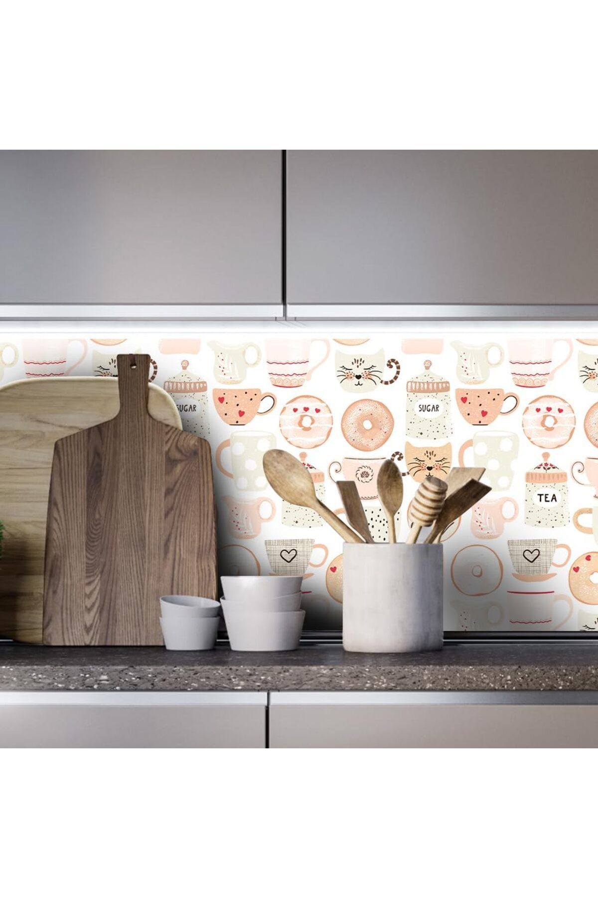 Rabadon Mutfak Tezgah Arası Kaplama Mermer Desenli Yapışkanlı Folyo Fayans Kaplama Sticker 60cm X 100cm