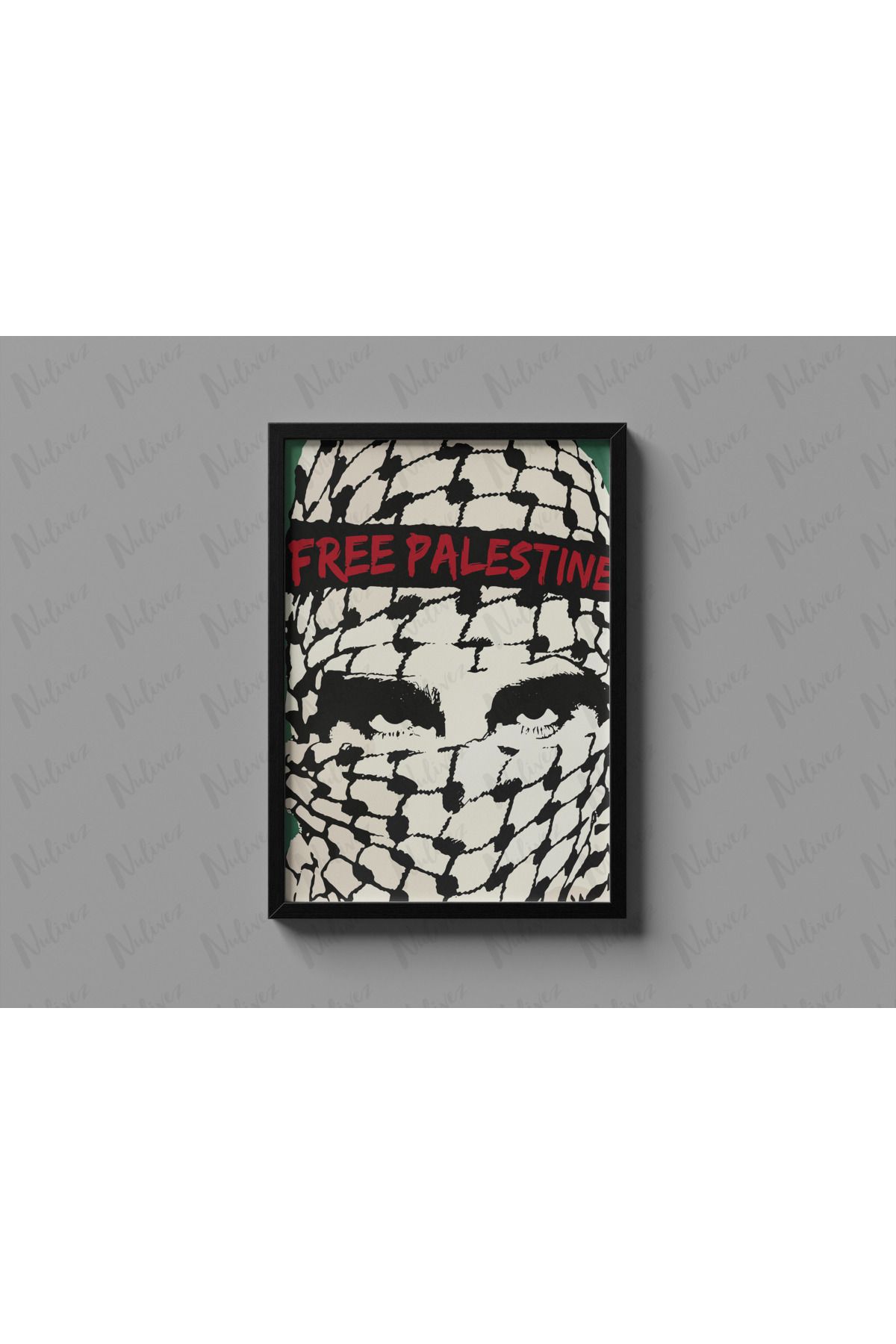 Nulivez Çerçeveli, Free Palestine Tasarımlı Dekoratif Tablo, 300 Micron Antireflecte Korumalı Tablo