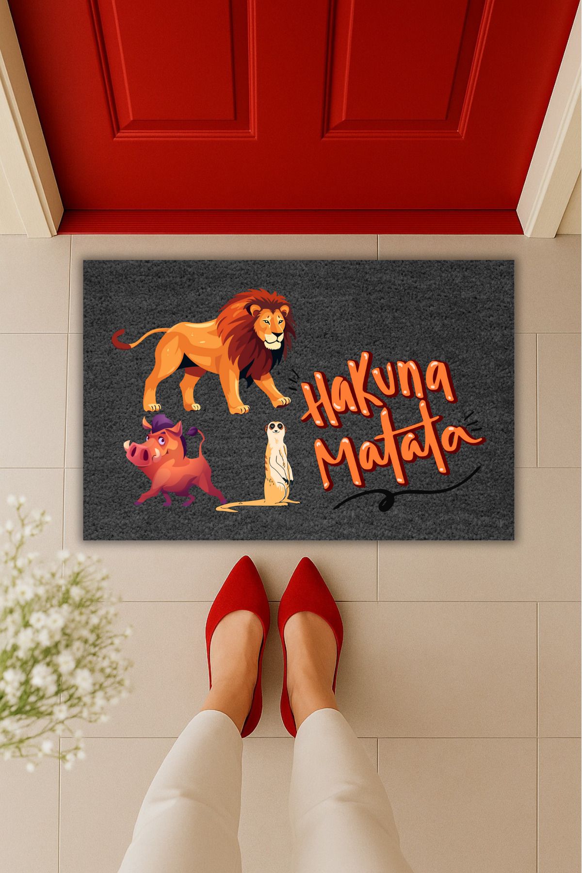 Dormot Home Yüksek Kaliteli Dijital Baskı Hakuna Matata Kapı Önü Paspası