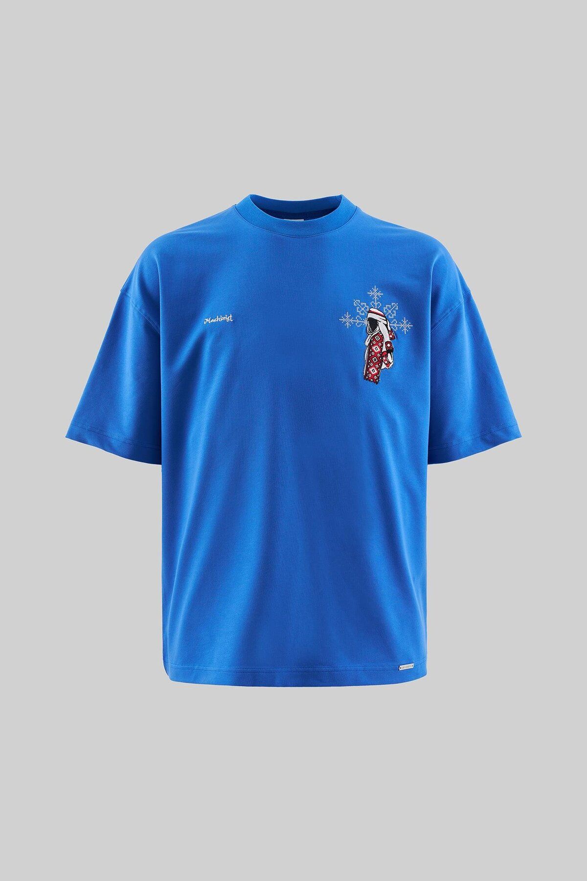 Machinist ETHNIC FIGURE EMBROIDERED T-SHIRT SOFT BLUE