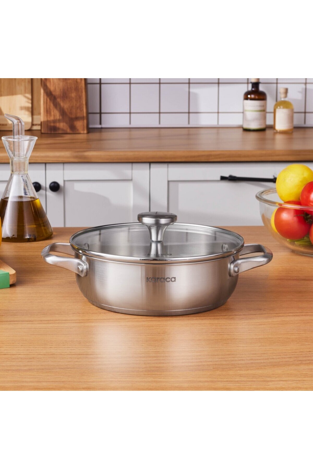 Karaca Elite Edelstahl-Kasserolle Flach 22 cm