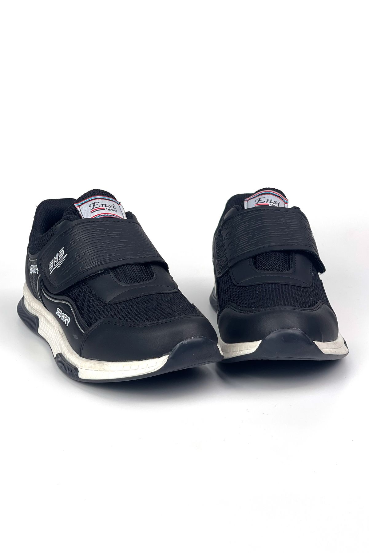 KAJILA Kadın Siyah Beyaz Bağcıksız Cırtlı Hafif Rahat Günlük Sneaker Spor Ayakkabı