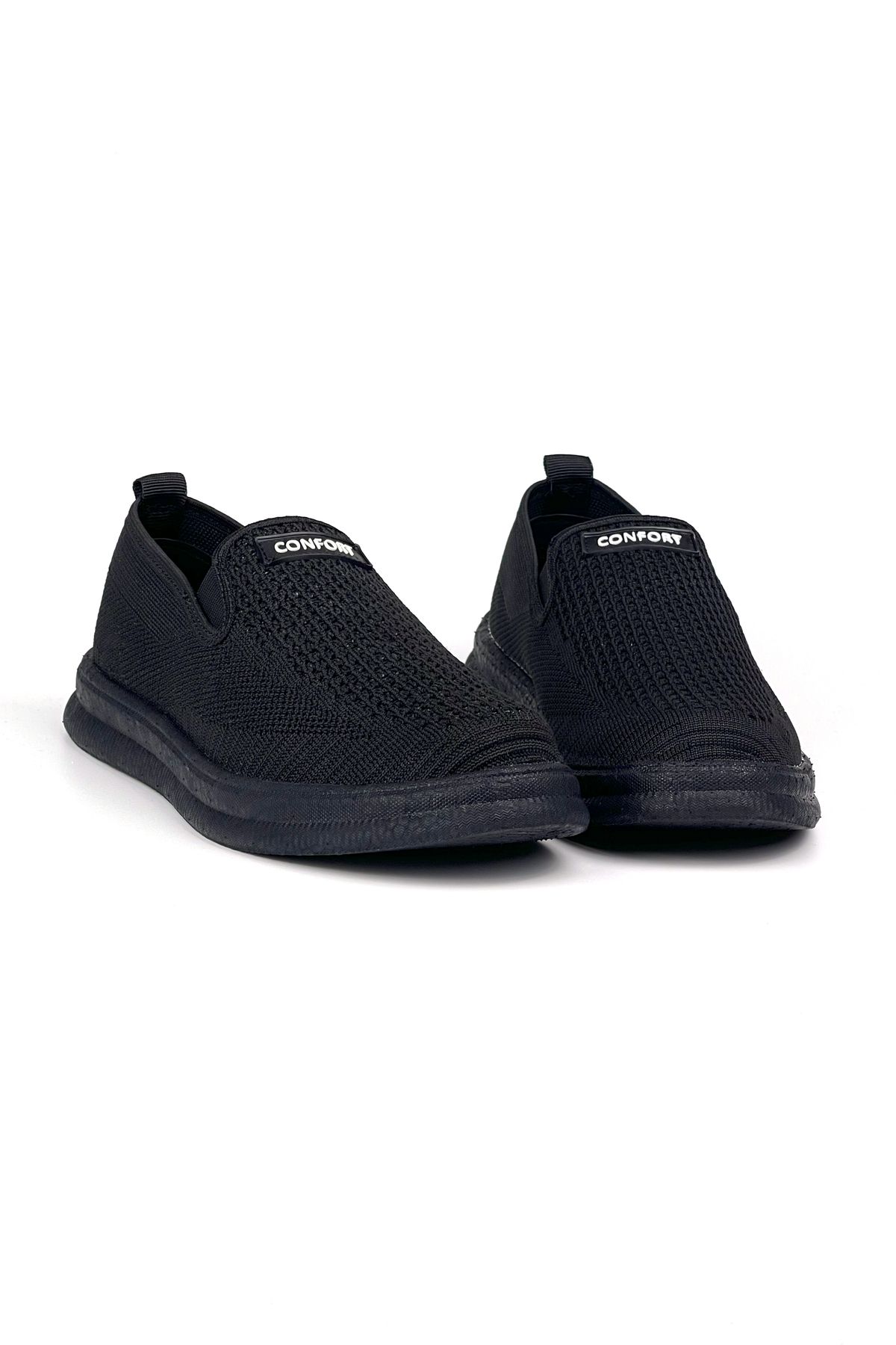 KAJILA Erkek Siyah Triko Bağcıksız Esnek Hafif Günlük Casual Sneaker Spor Ayakkabı