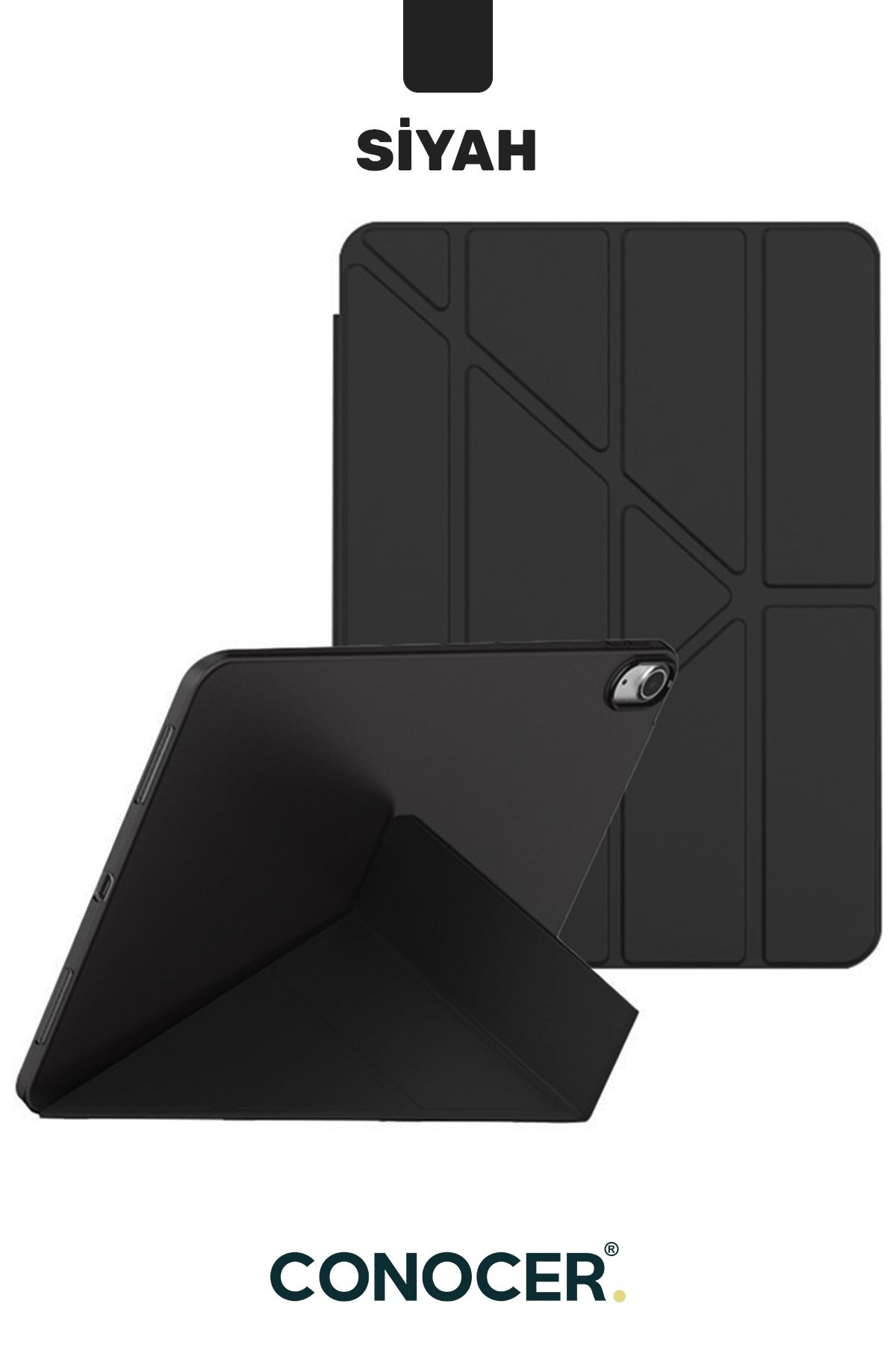 CONOCER iPad 11 A16 2025 10. Nesil 10.9 Tablet Kılıfı Yumuşak Kalem Bölmeli, Uyku Modlu, Tri Folding Stand
