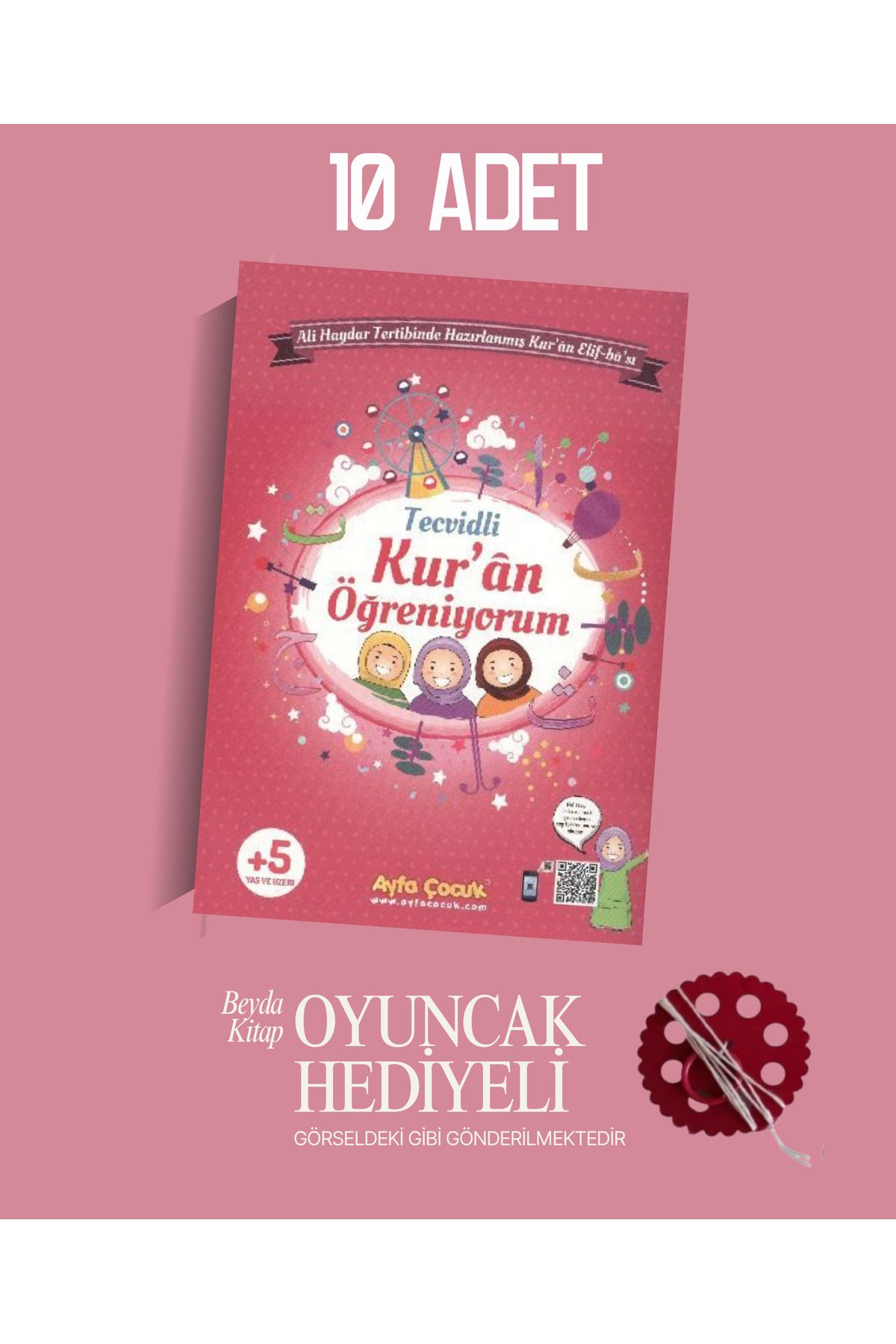 Timaş Çocuk Tecvidli Kuran Öğreniyorum (Pembe) - 10 Adet - Oyuncak Hediyeli