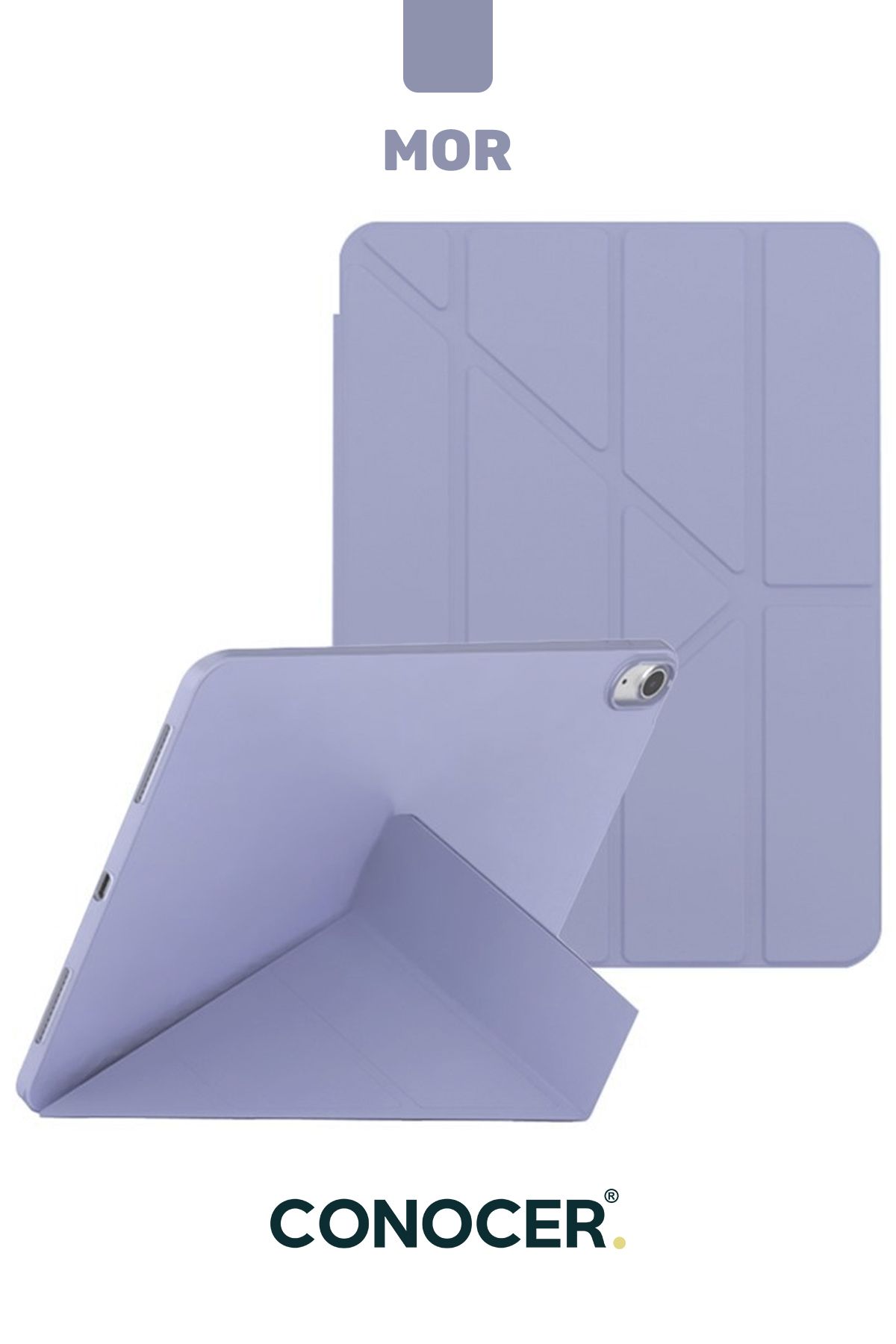 CONOCER iPad 11 A16 2025 10. Nesil 10.9 Tablet Kılıfı Yumuşak Kalem Bölmeli, Uyku Modlu, Tri Folding Stand