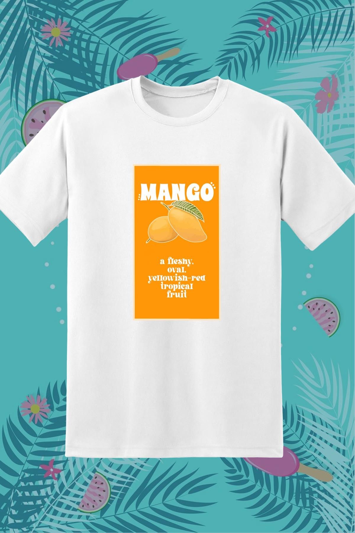 362BASKI Yaz Temalı Mango Tropical Fruit Baskılı Tshirt