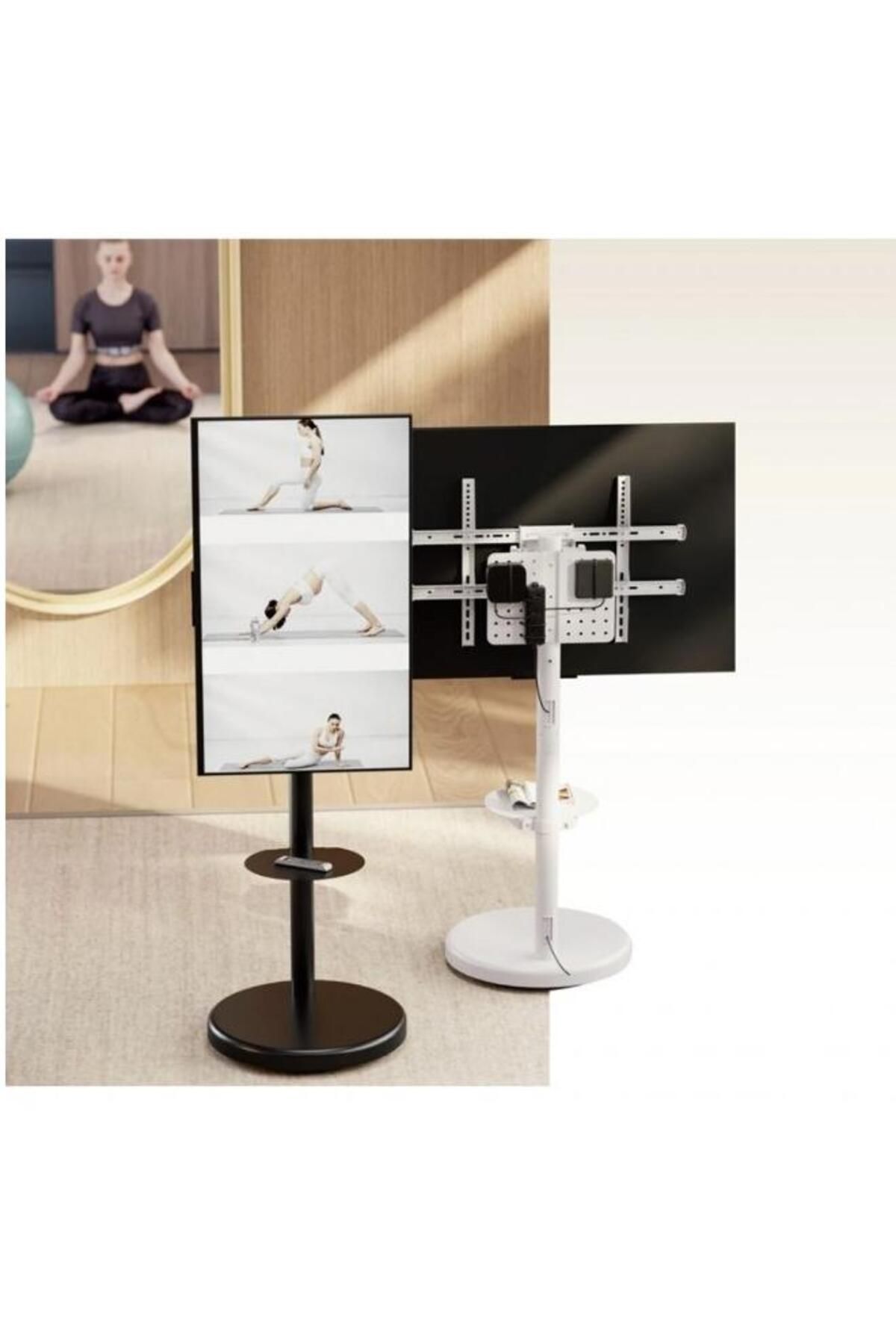 Techly-Techly ICA-TR55 mobile TV stand on wheels, shelf for multimedia devices, 37 - 86 inches, adjustable 3