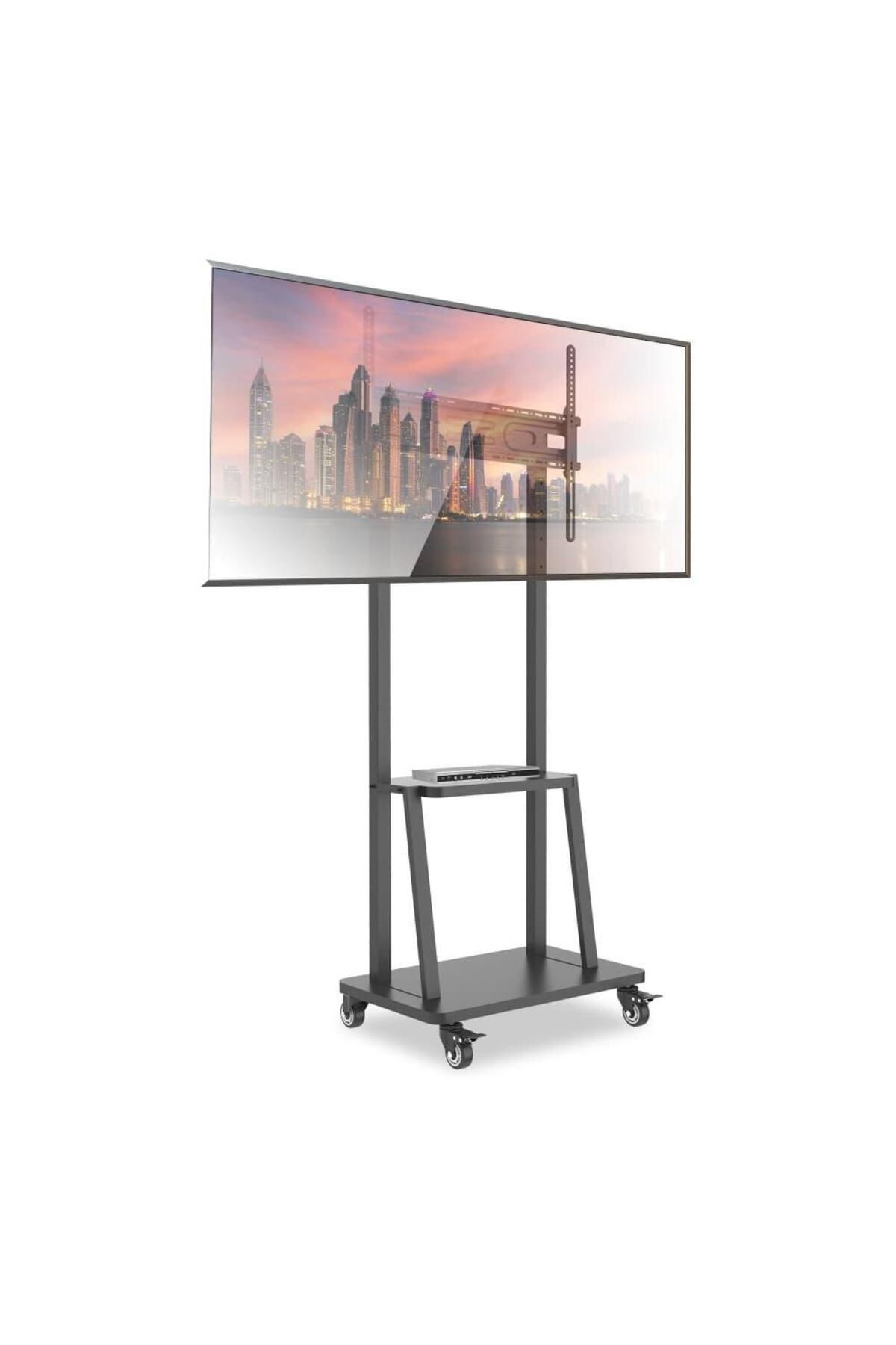 Techly-Mobile TV stand on wheels, shelf for multimedia devices, 32 - 70 inch, adjustable 3
