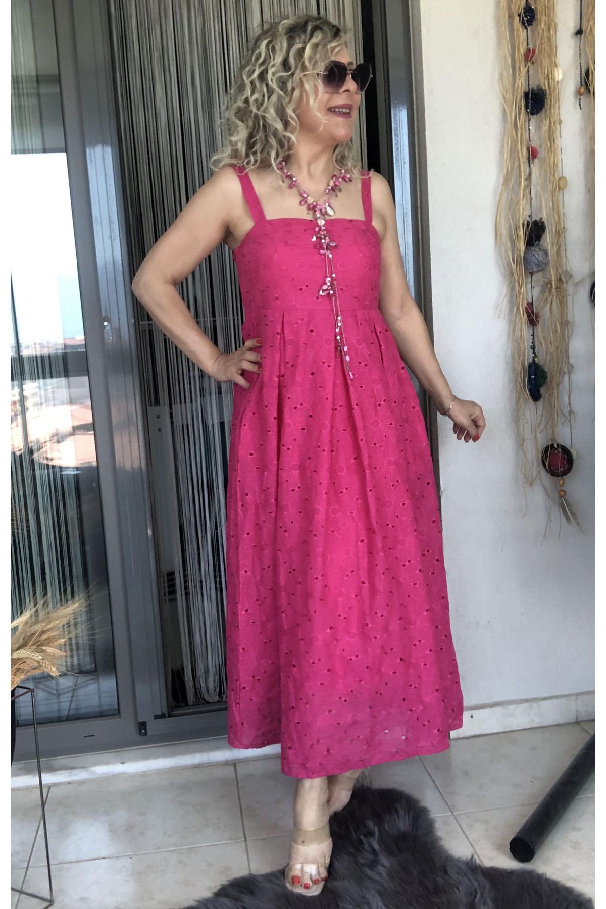 Dila Butik Kalın Askılı Astarlı Fisto Maksi Elbise