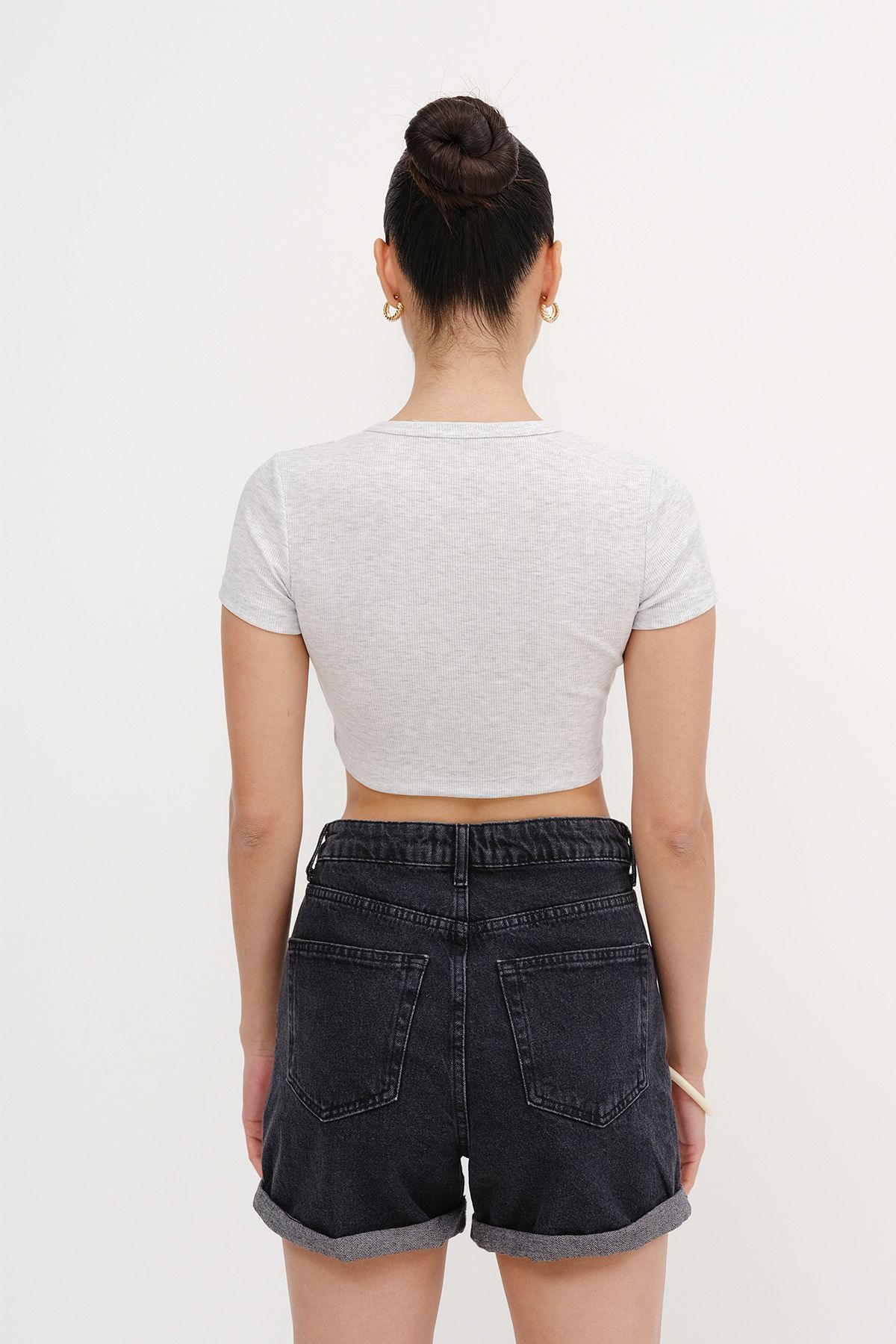Addax-Short Sleeve Modal Crop T-Shirt P13871-P3 6