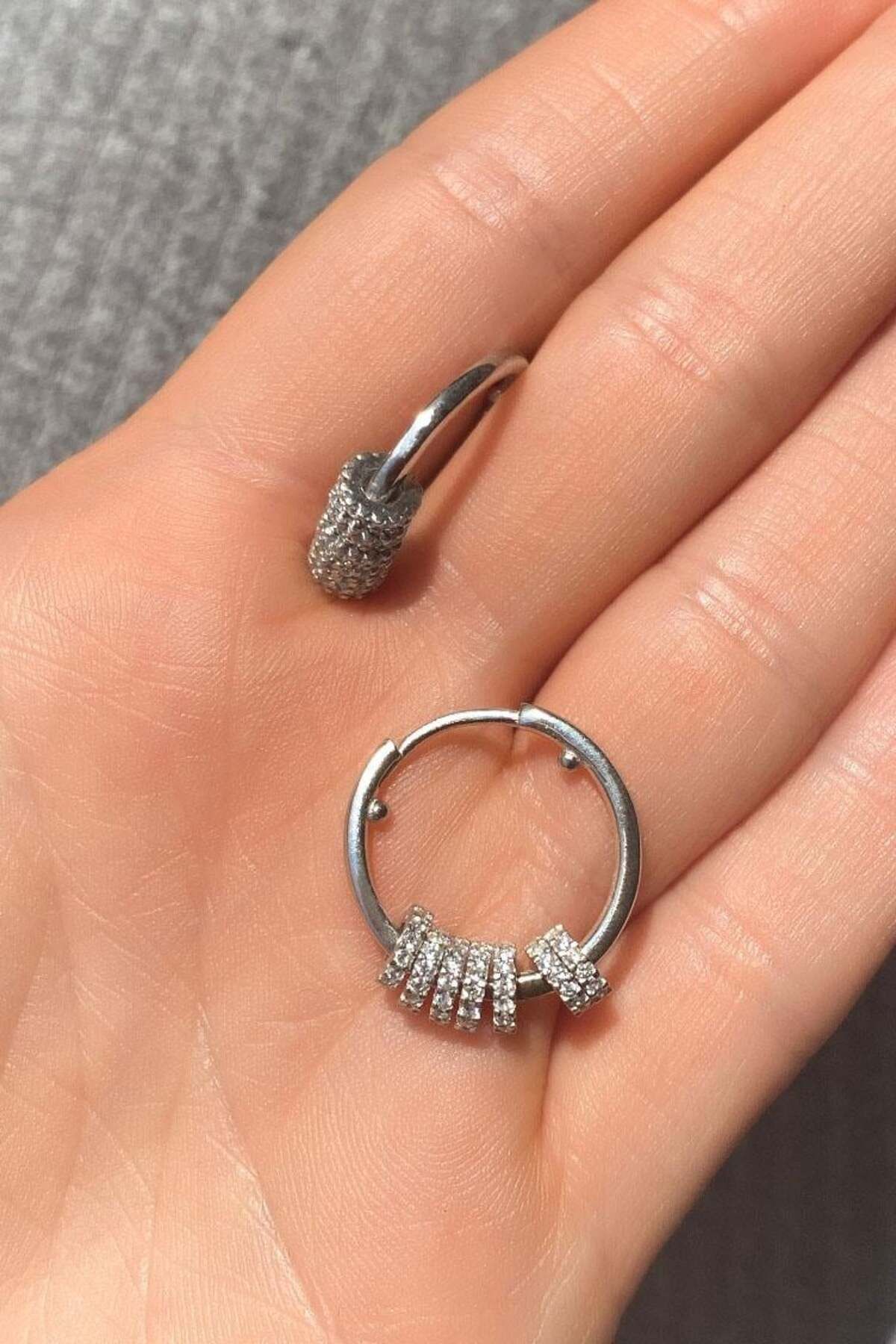 Spossy Silver Jewelry Büyük Boy 7 Halkalı Küpe