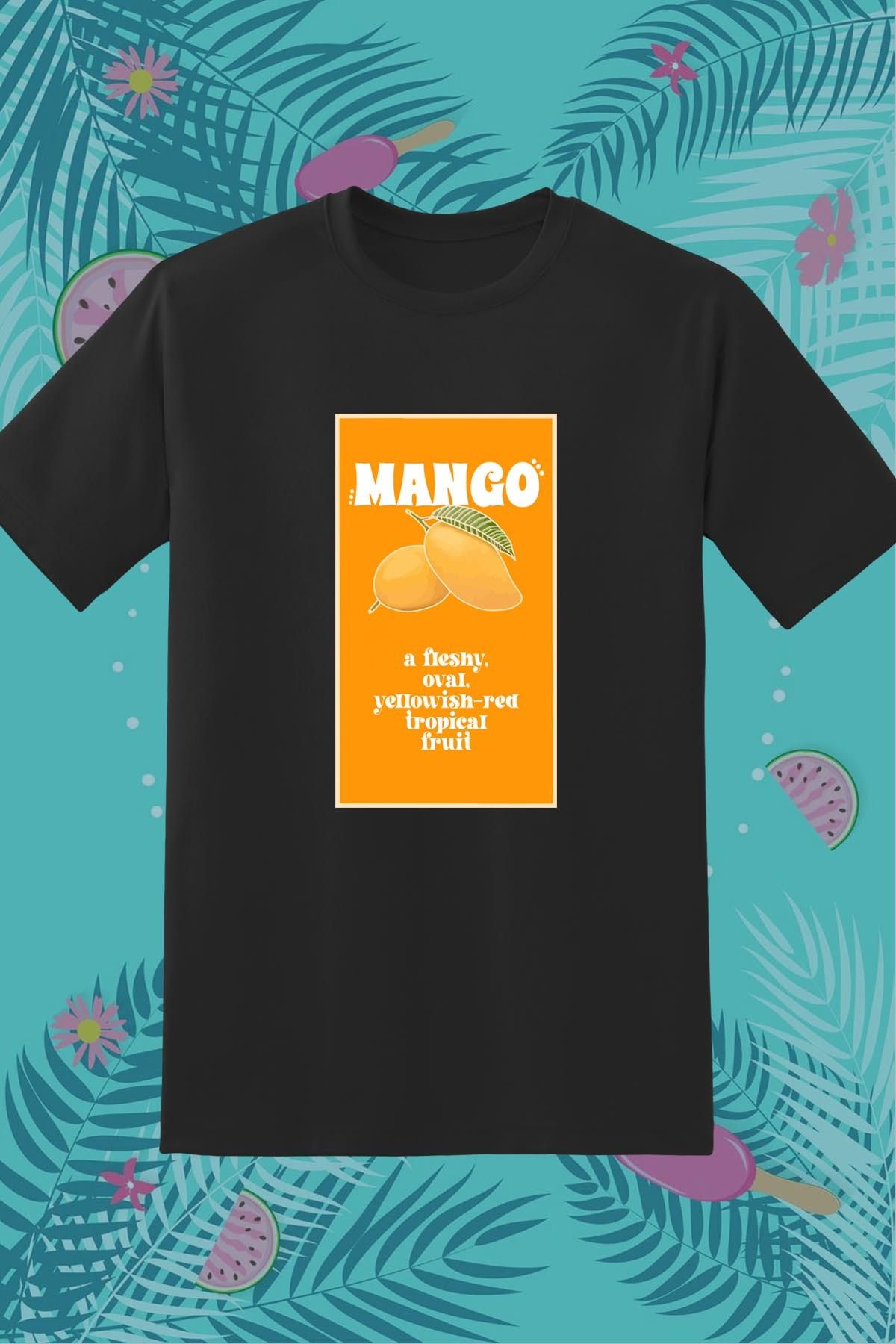 362BASKI Yaz Temalı Mango Tropical Fruit Baskılı Tshirt