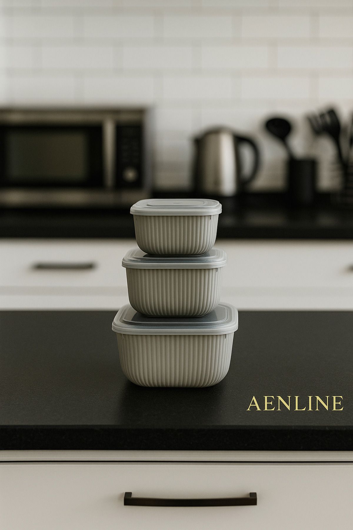 AENLINE HOME Premium SnapLid 3’lü Set -600ml + 1100ml + 1800ml, Mikrodalga & Dondurucu Uyumlu BPA Free