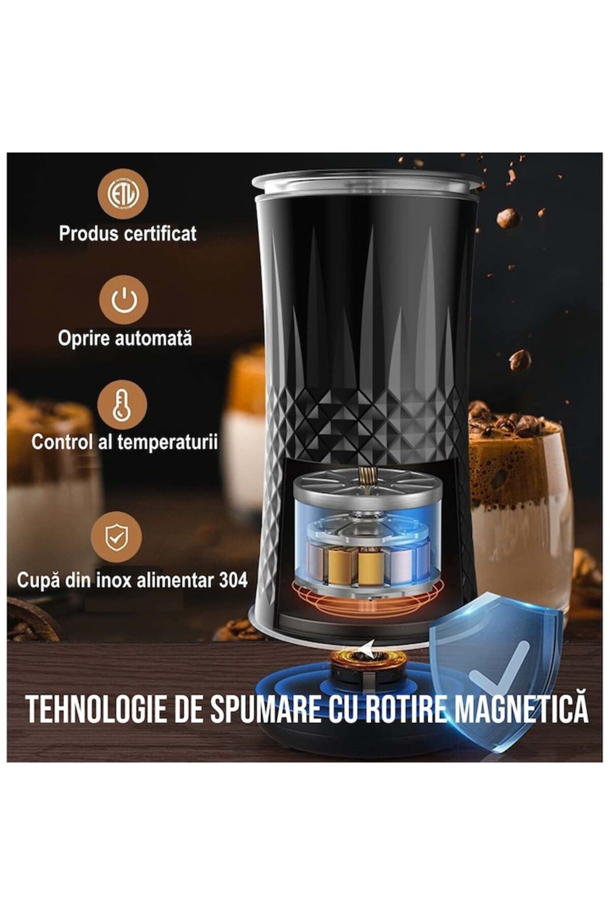 GABOS-Spumator de lapte 4 în 1 pentru cafea, GABOS™, 240 ml, 400 W 3