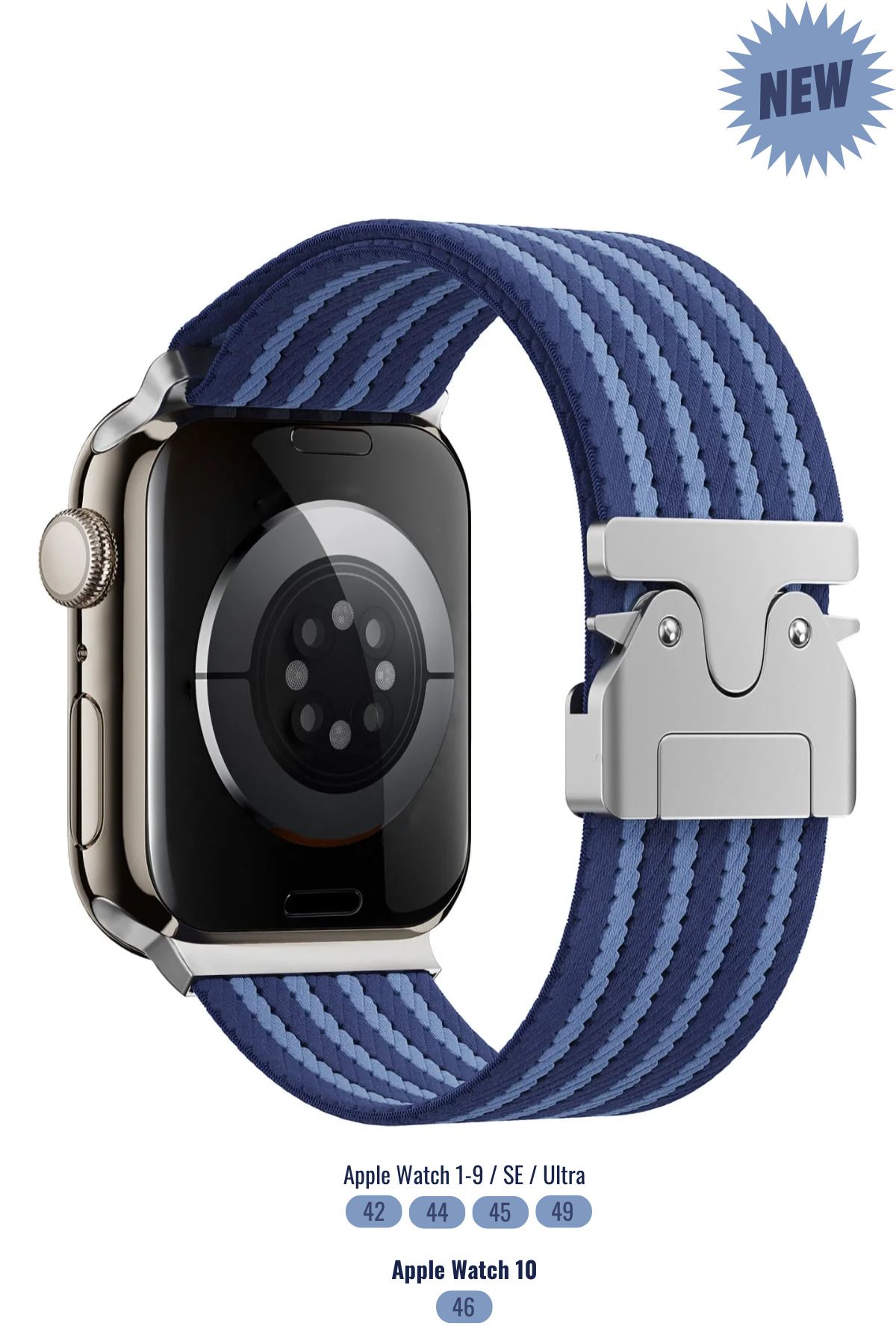 PSGT Apple Watch Series 1/2/3/4/5/6/7/8/9/10 42-44-45-46-49mm Şeritli Paraşüt Toka Naylon Kayış StrapLine