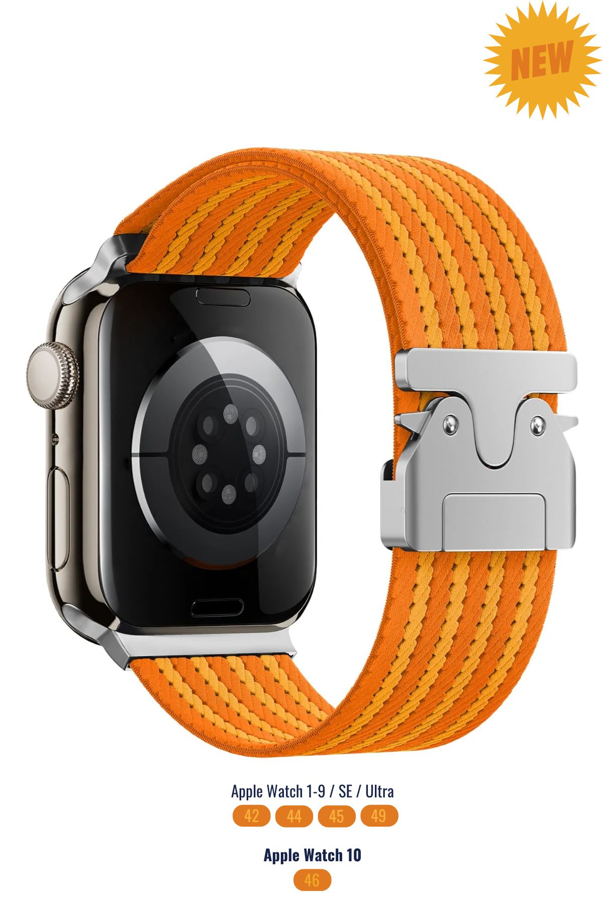 PSGT Apple Watch Series 1/2/3/4/5/6/7/8/9/10 42-44-45-46-49mm Şeritli Paraşüt Toka Naylon Kayış StrapLine