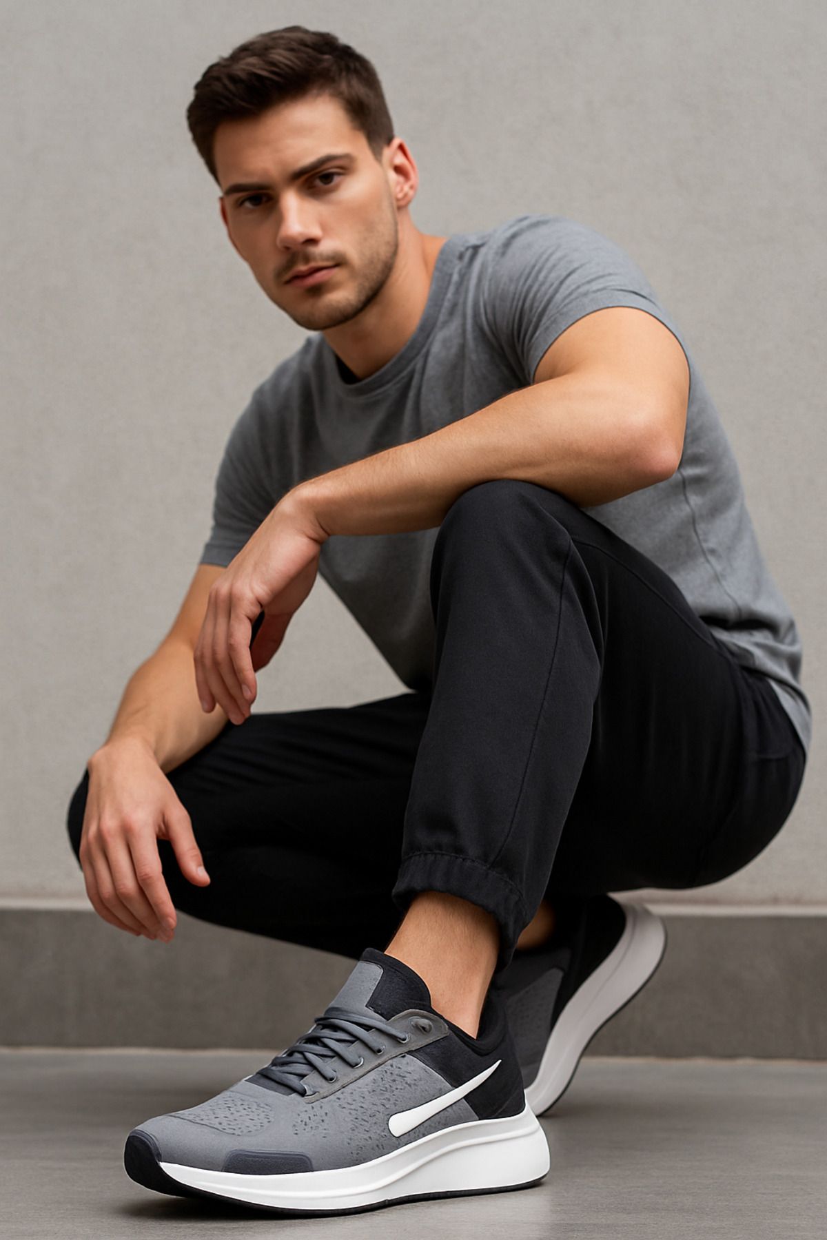 asyada fashion taban kalın gri spor ayakkabı erkek spor ayakkabı sneaker ayakkabı bez spor kadın spor