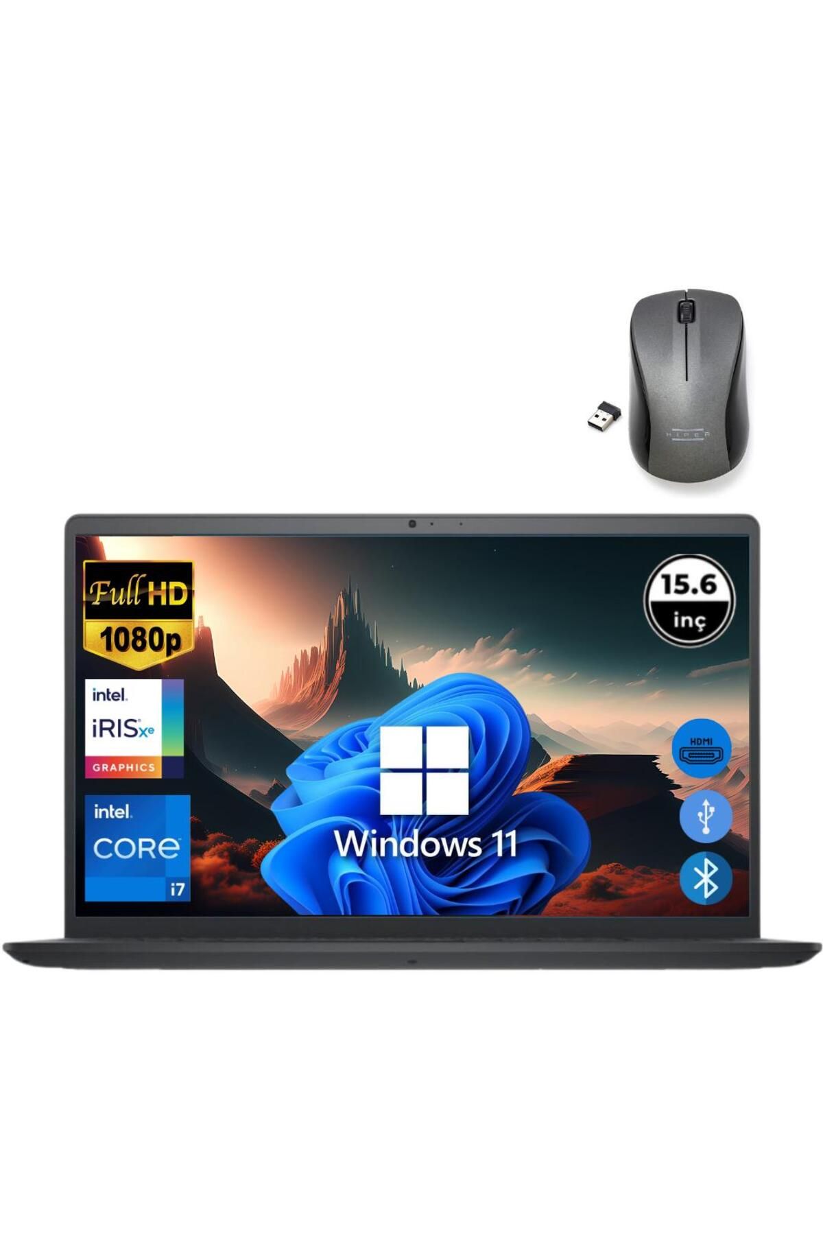 Dell Inspiron 3520 i7 1255U 24GB 512GB M.2 SSD I35201013U ATL161 O/B 15.6" Win11Pro Taşınabilir Bilg