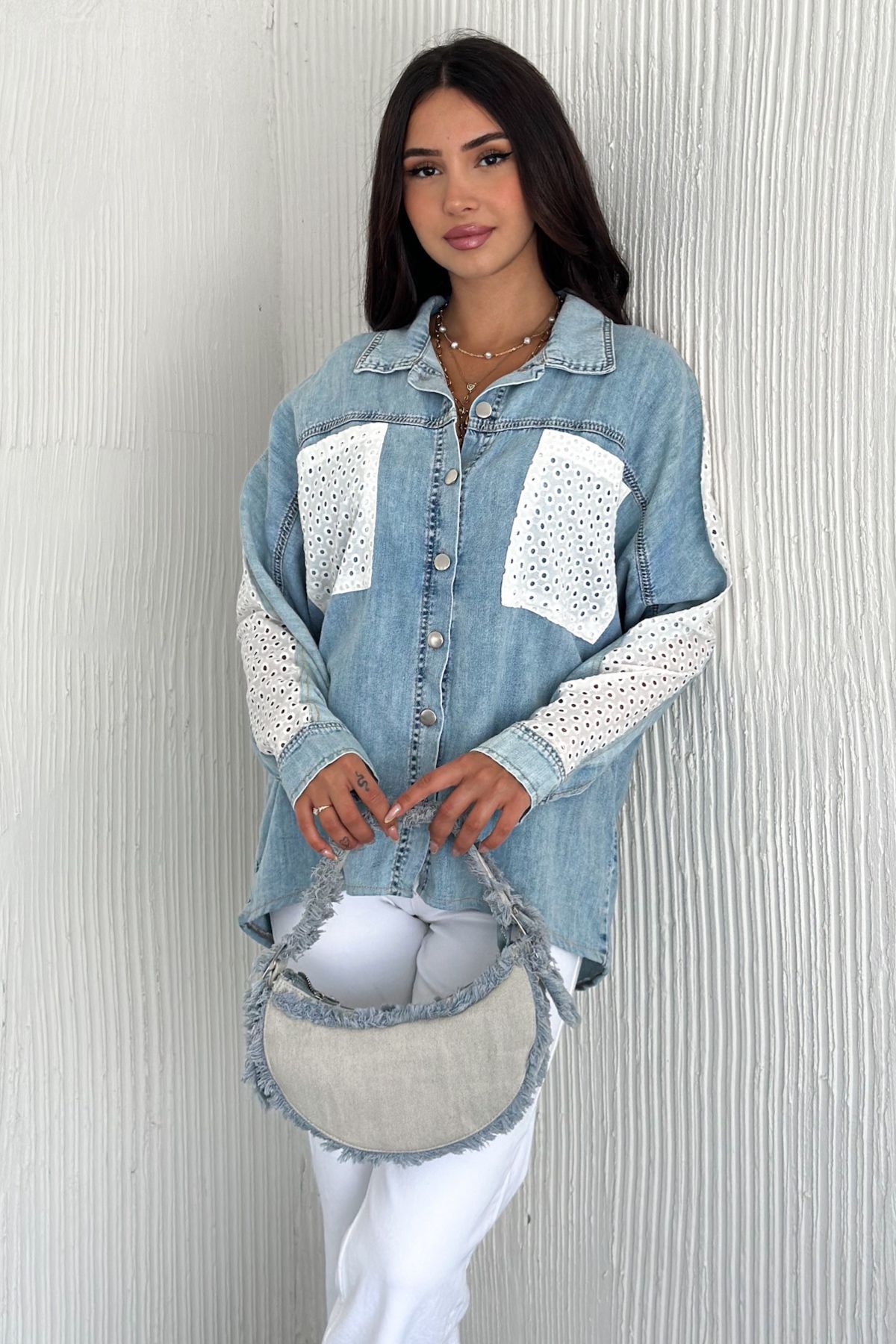 FEMELLE Kadın Mavi Denim Kot Fisto Gömlek
