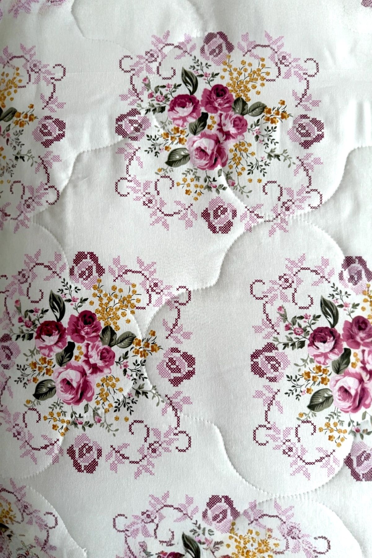 Alla Turca-Single Summer Sleeping Set |   Flat Sheet |   Cross Stitch Dusty Rose 5