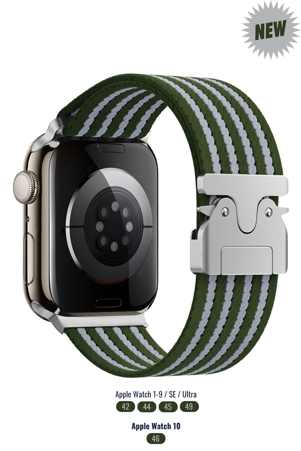 PSGT Apple Watch Series 1/2/3/4/5/6/7/8/9/10 42-44-45-46-49mm Şeritli Paraşüt Toka Naylon Kayış StrapLine