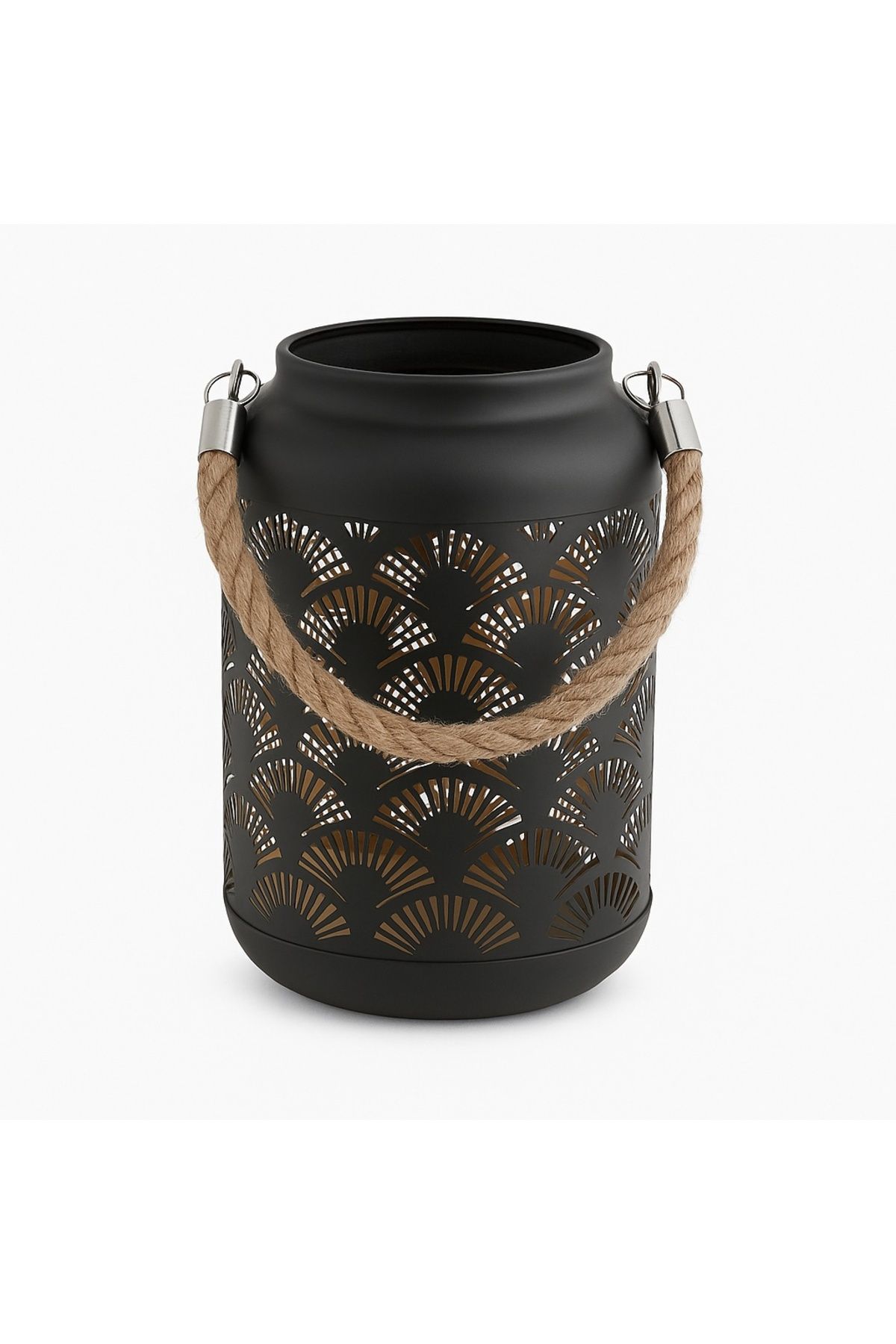 Arti Casa-Decorative lantern, made of metal, with perforated fan pattern and rope handle, 17 cm, Arti Casa 5